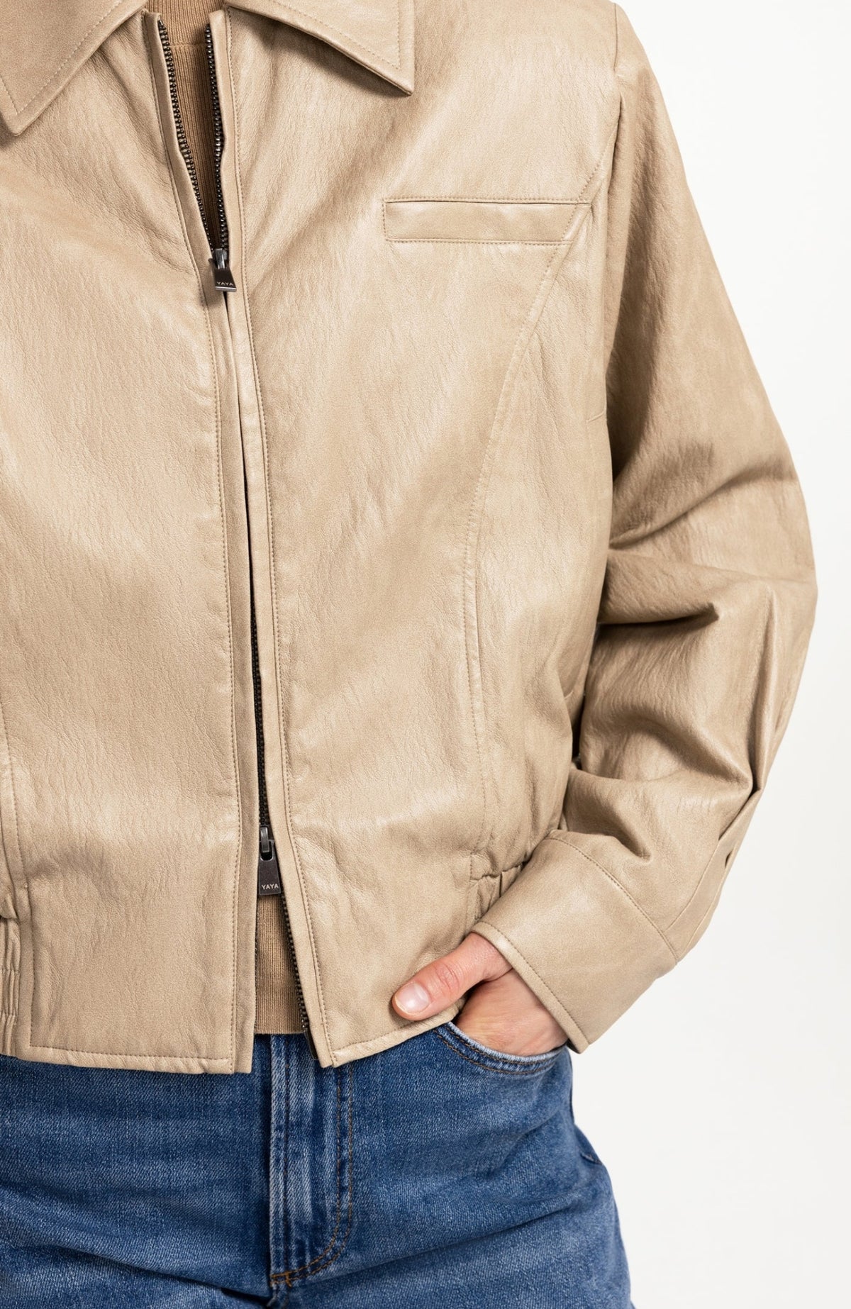 Faux Leather Cropped Jacket