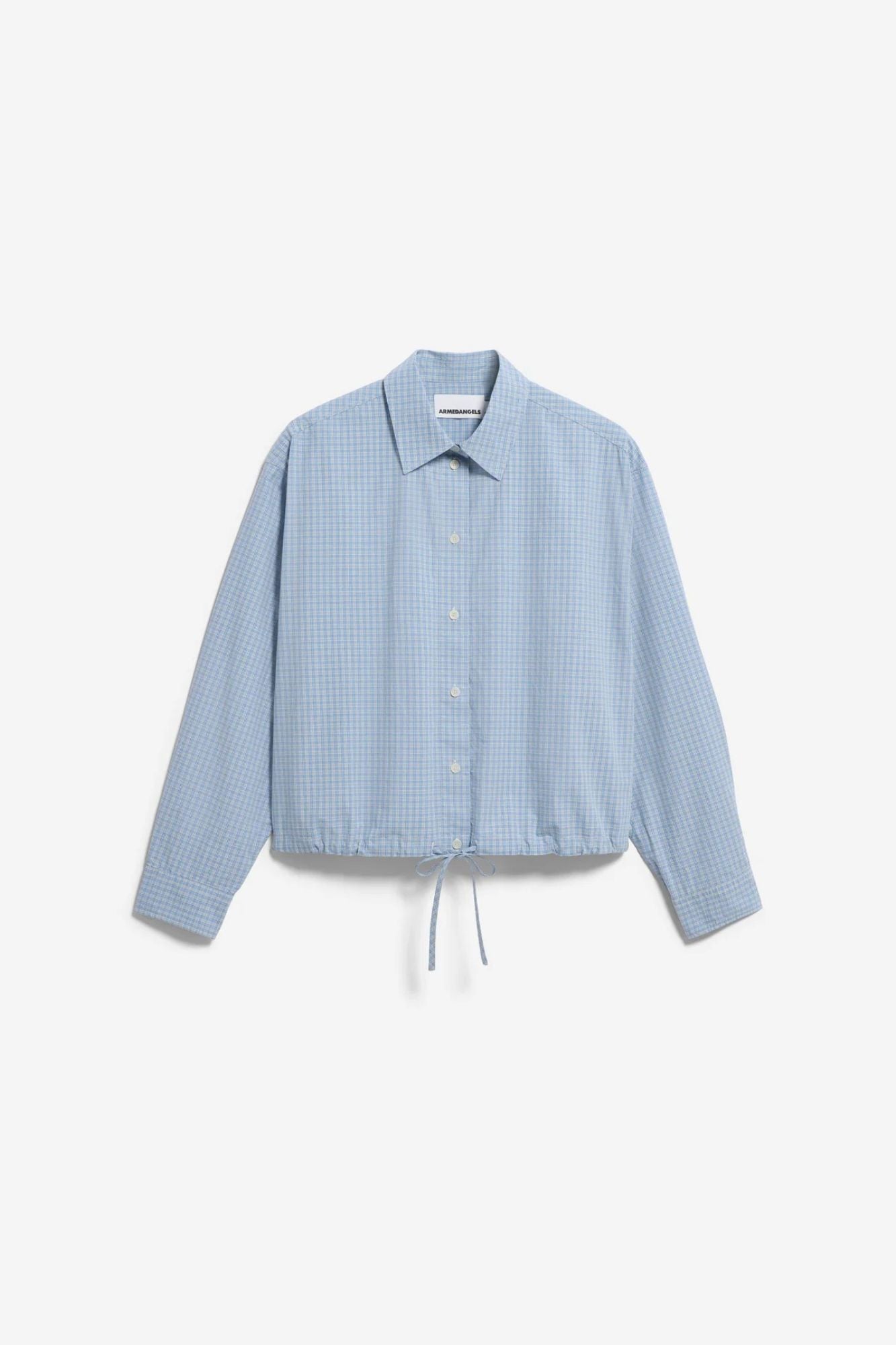 Mini-Check Drawstring Blouse