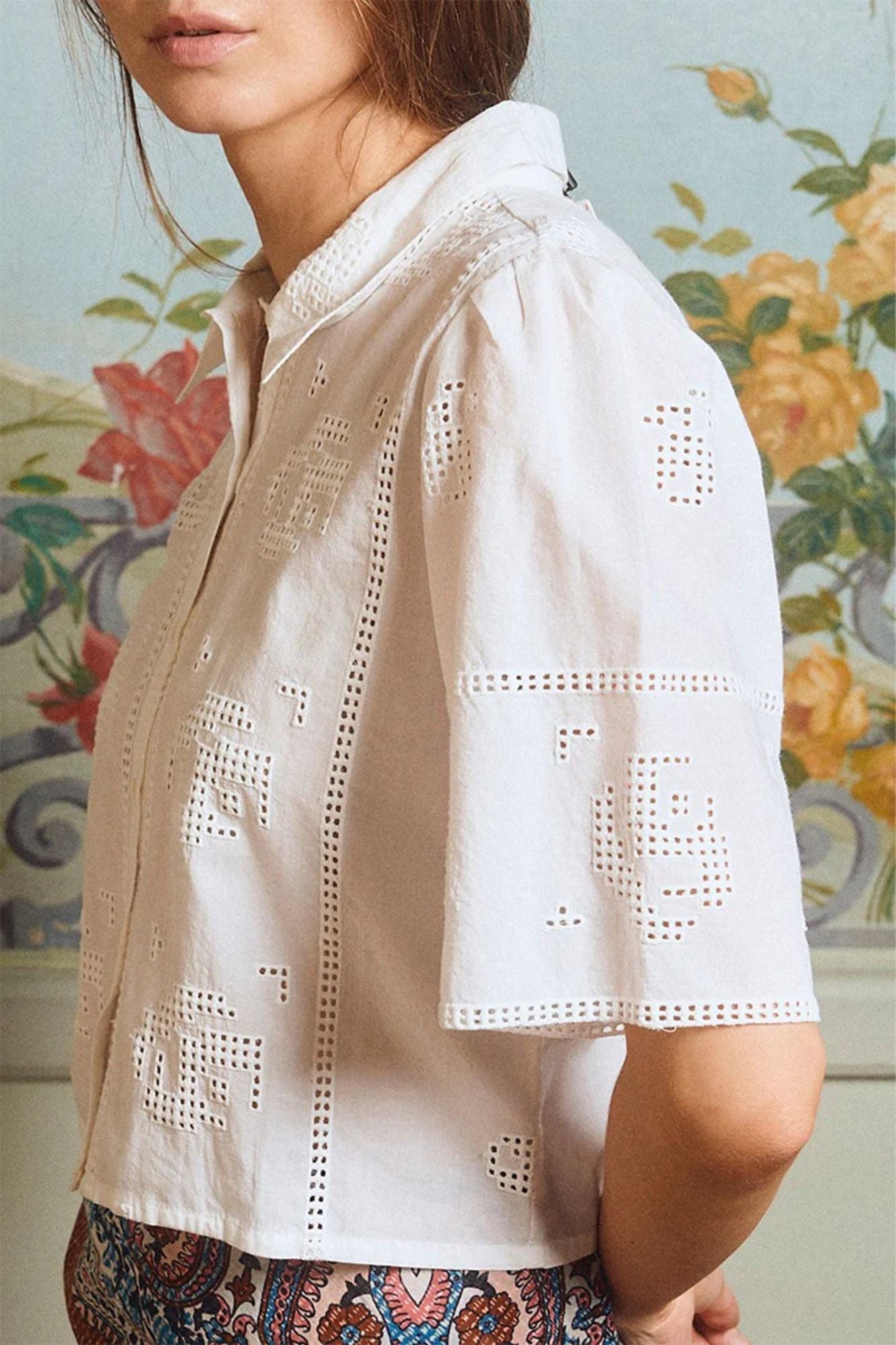 Woven Eyelet Shirt