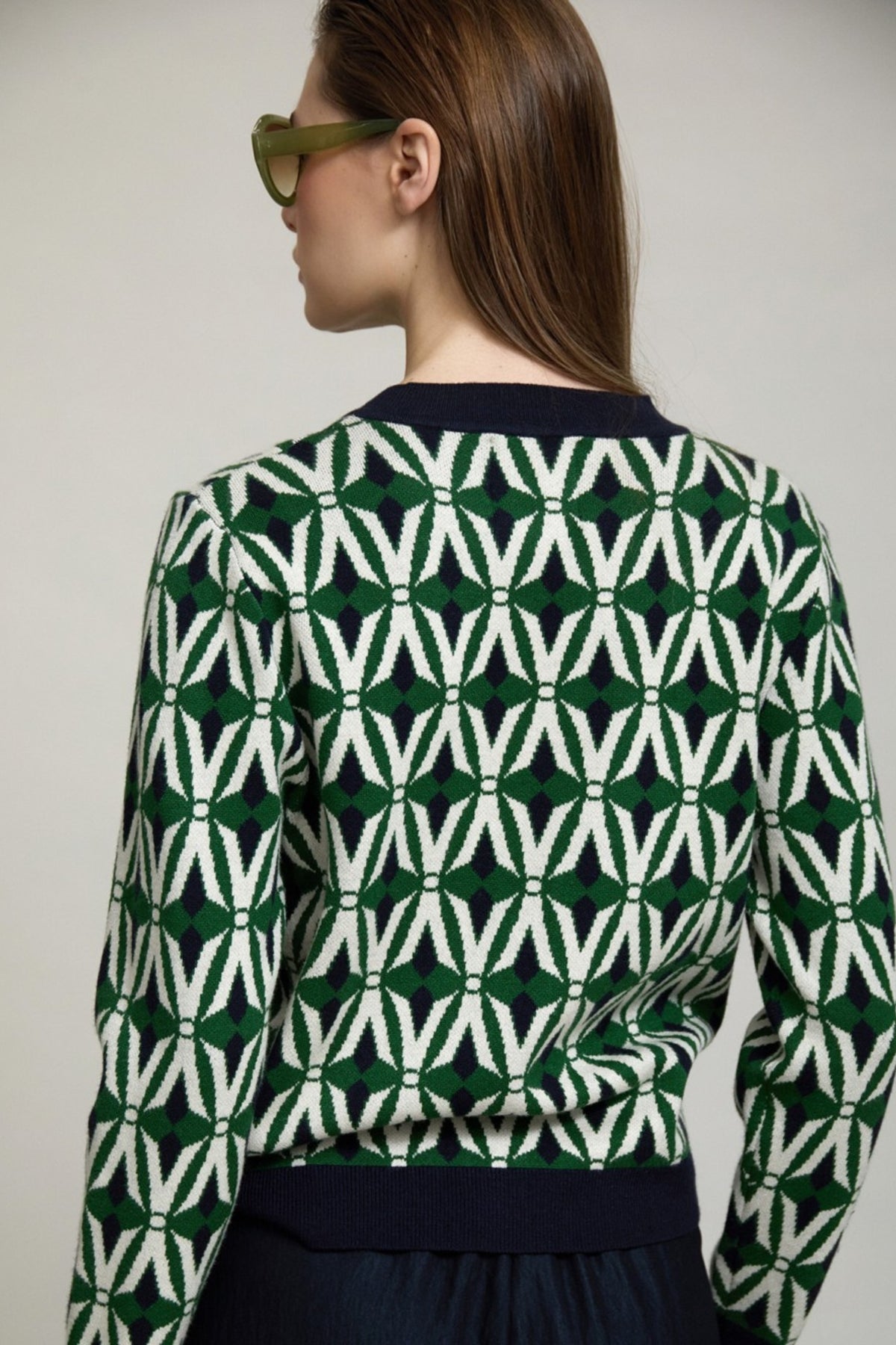 Geometric Jacquard Cardigan