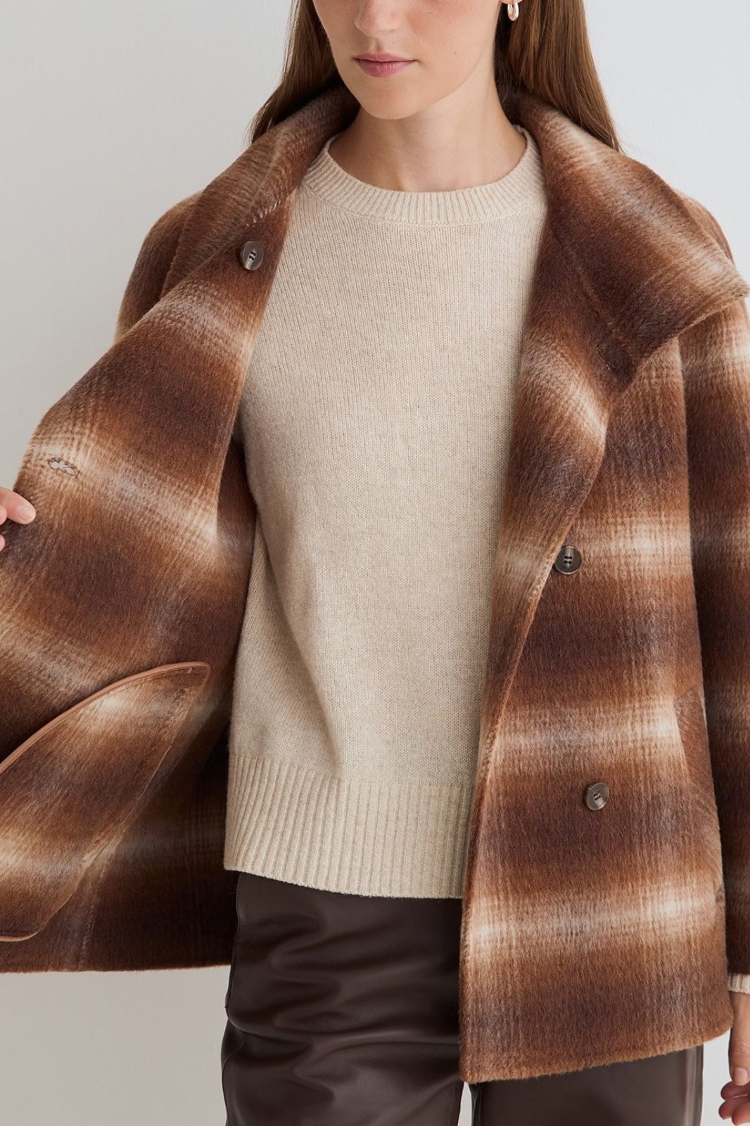 Short Handmade Coat with High Neck