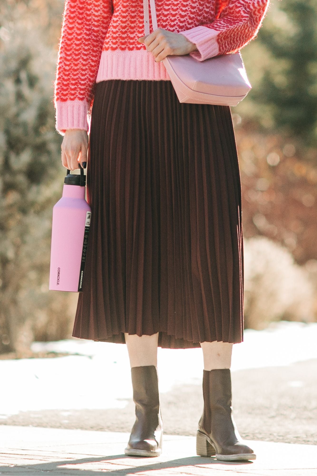 Silent Streets Pleated Midi Skirt
