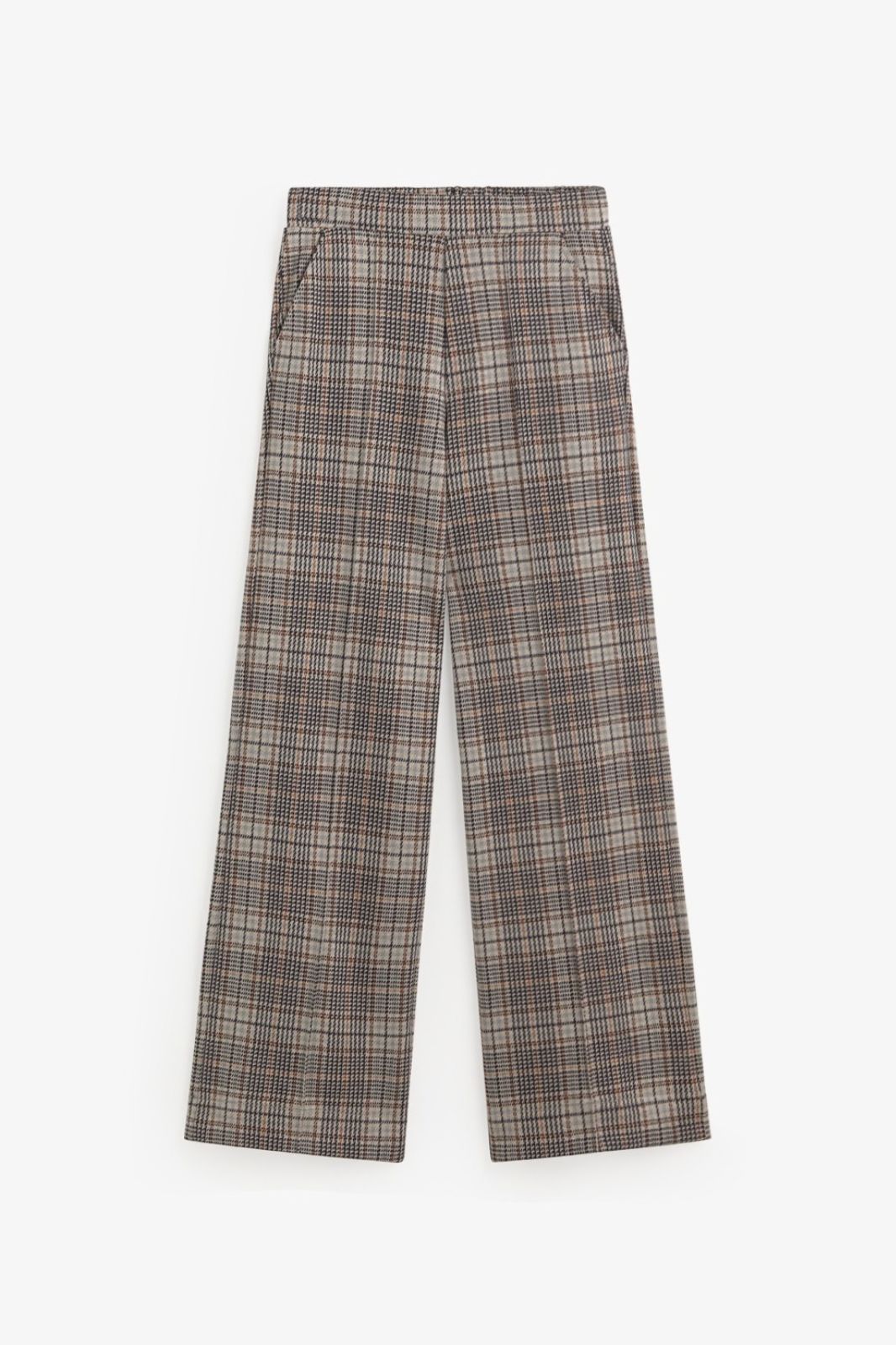 Wide Leg Check Trousers