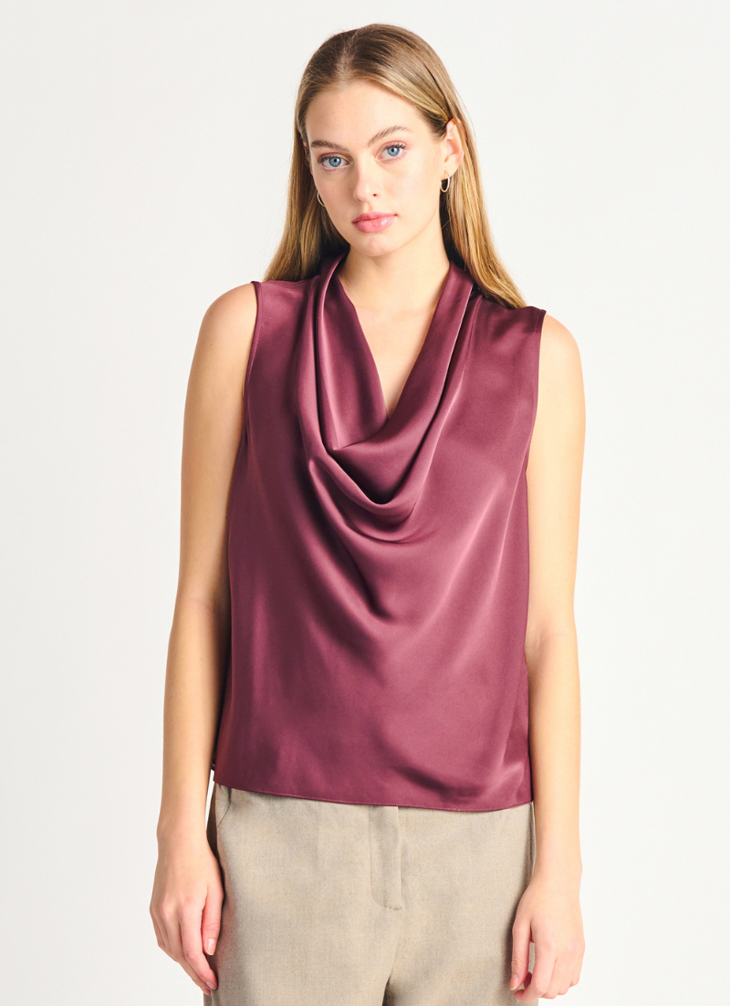 Satin Cowl Neck Top