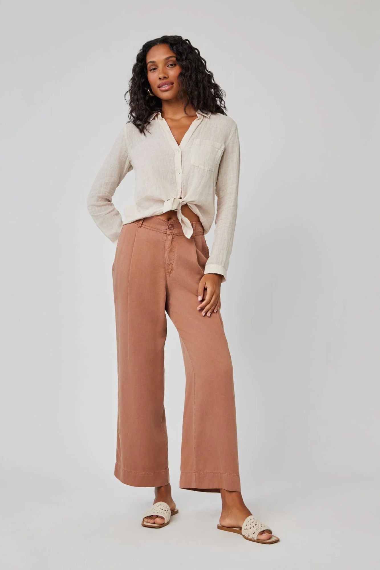 Marina Pleated Wide Leg Ankle Pant