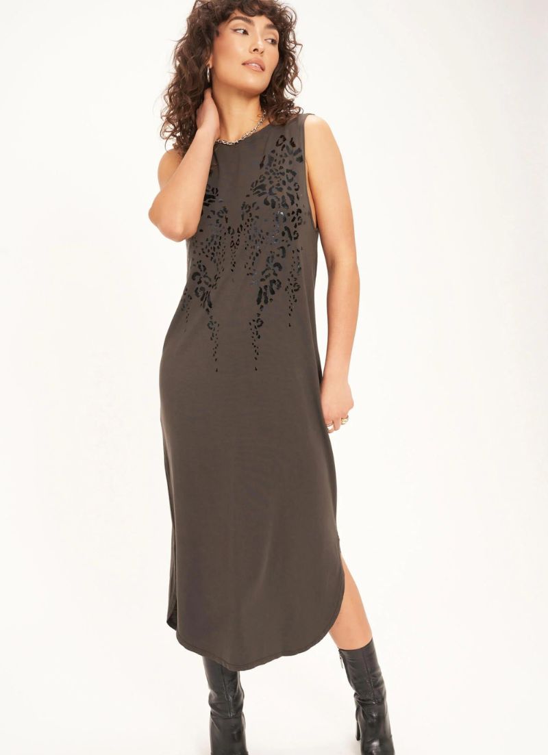 Robe débardeur à imprimé léopard