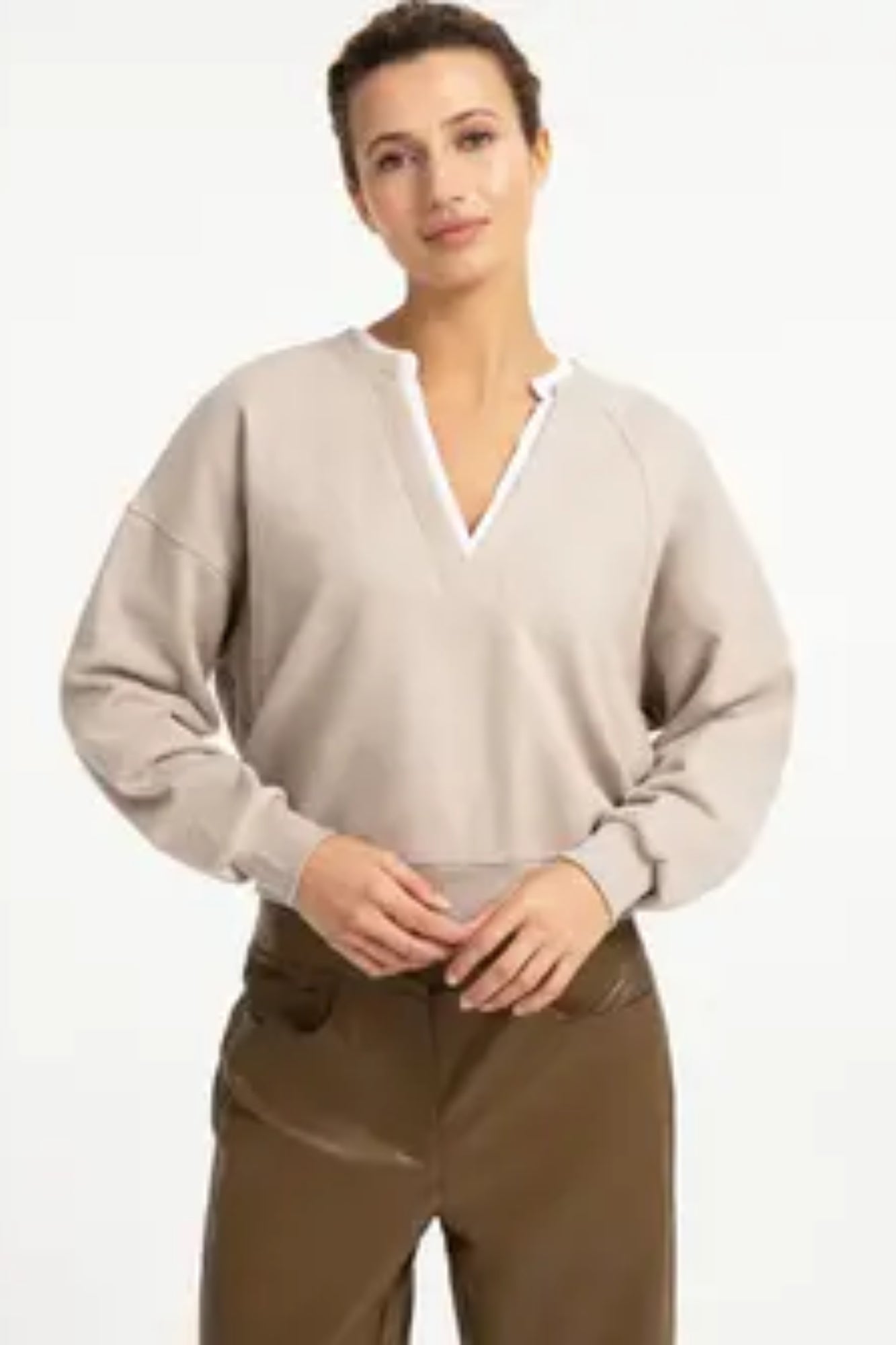 V-Neck Sweatshirt With Collar