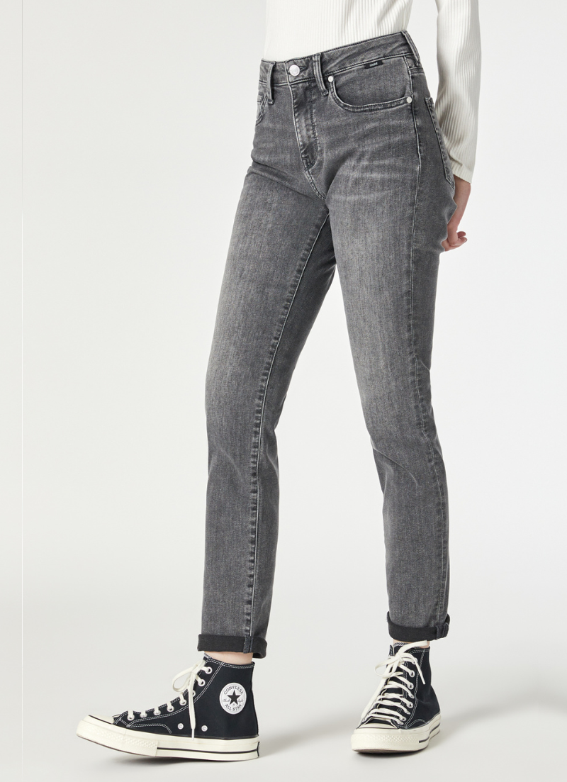 Kathleen Slim Boyfriend | Mid Grey Feather Blue