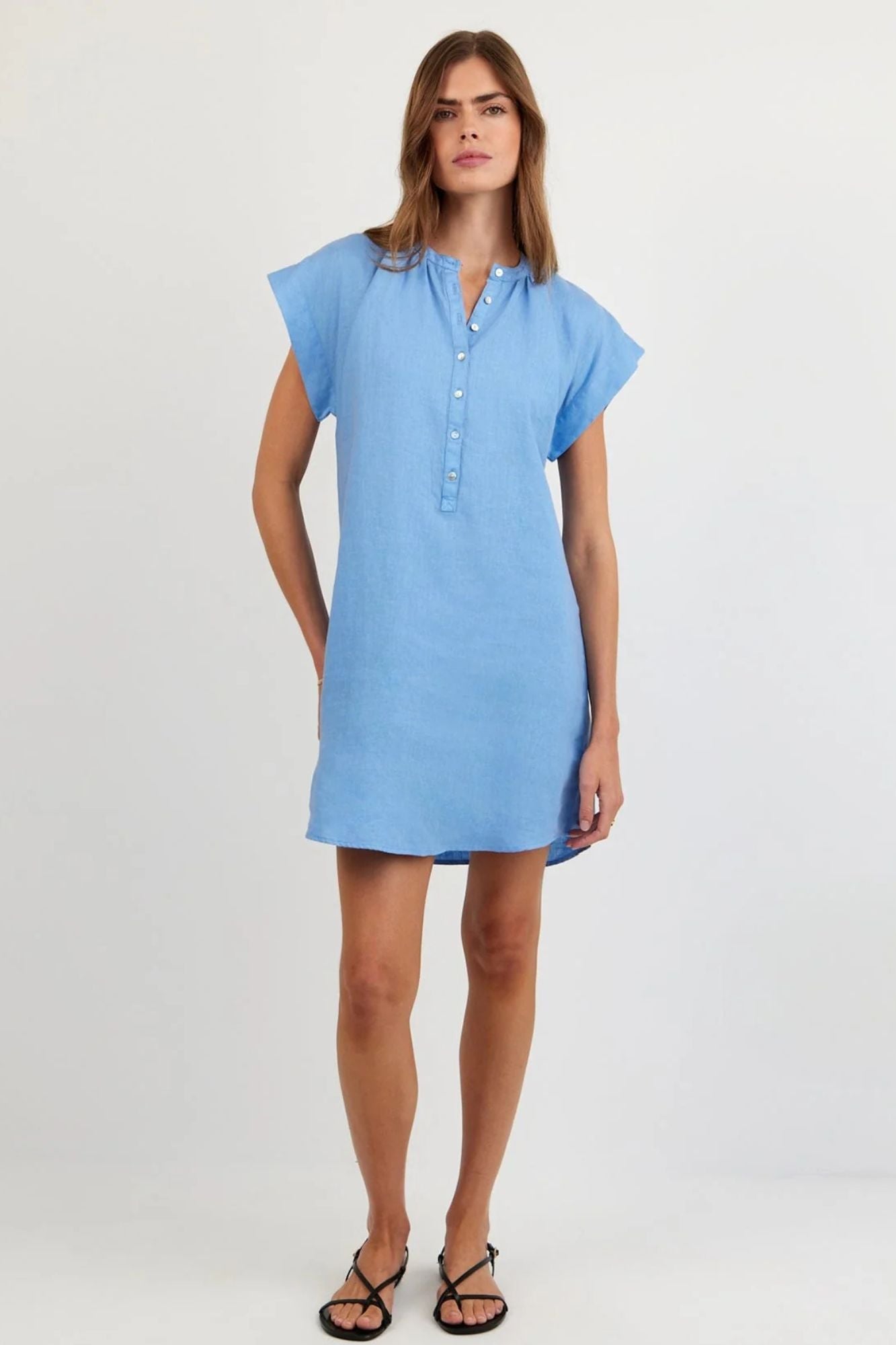 Cap Sleeve Henley Dress