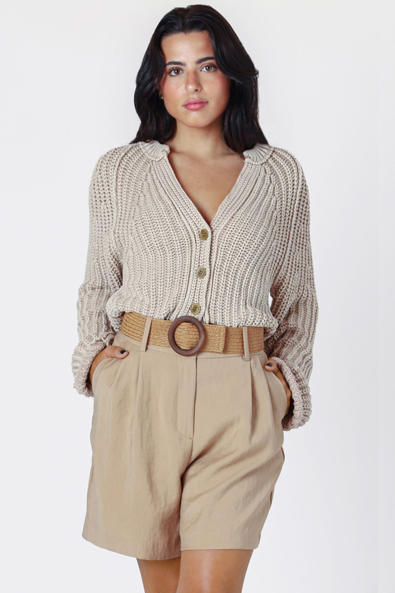 Textured Button Front Cardigan