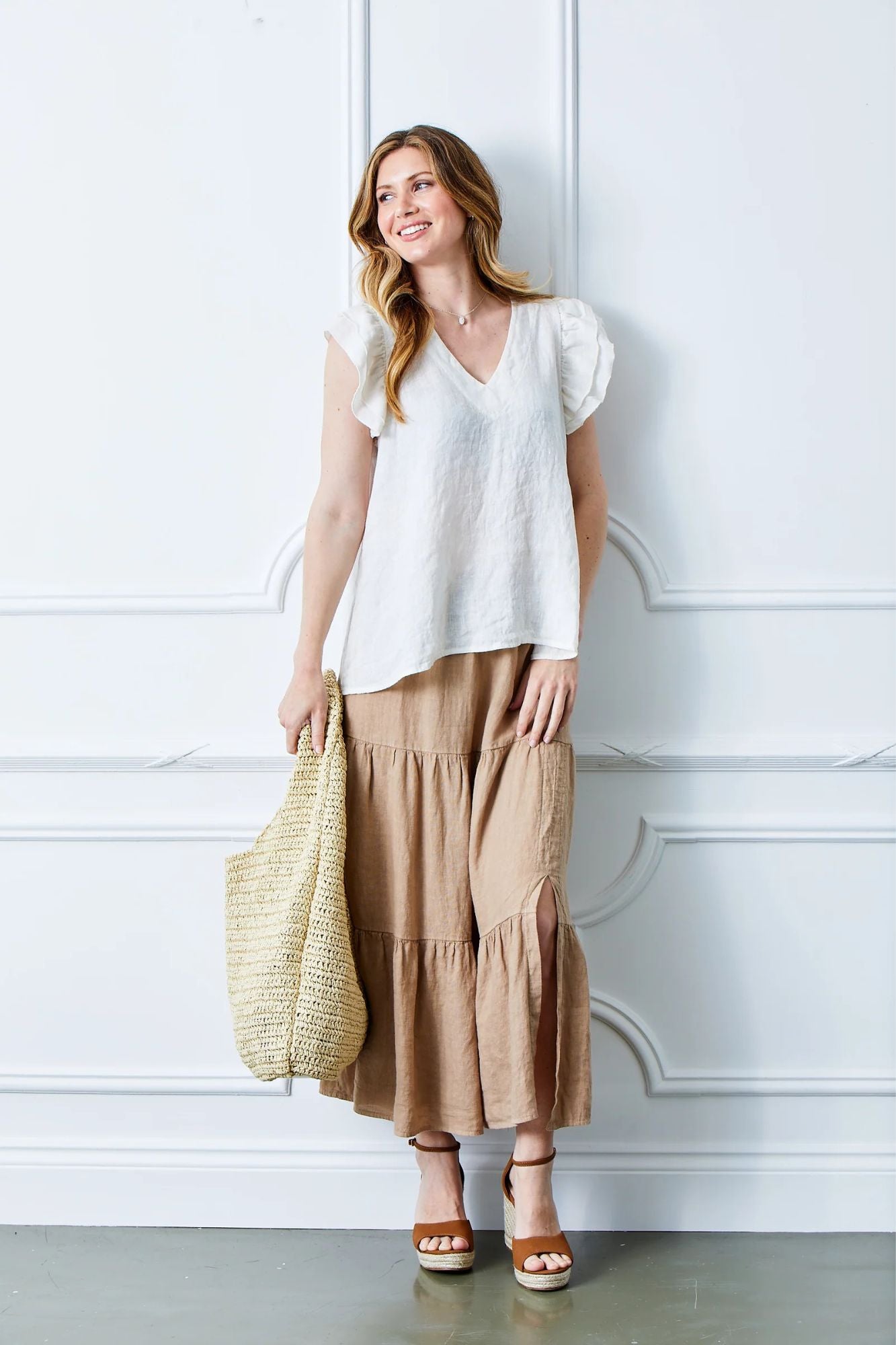Sergio Tiered Linen Skirt