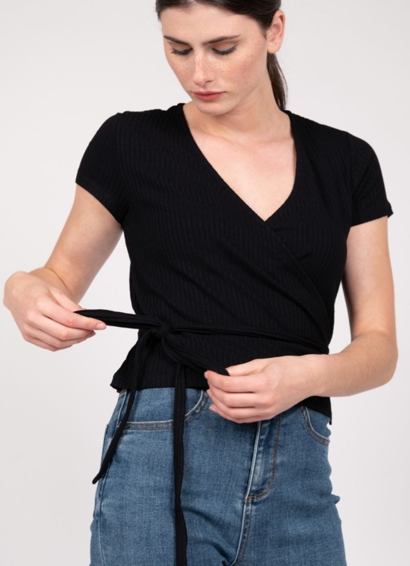 Ribbed Wrap Top