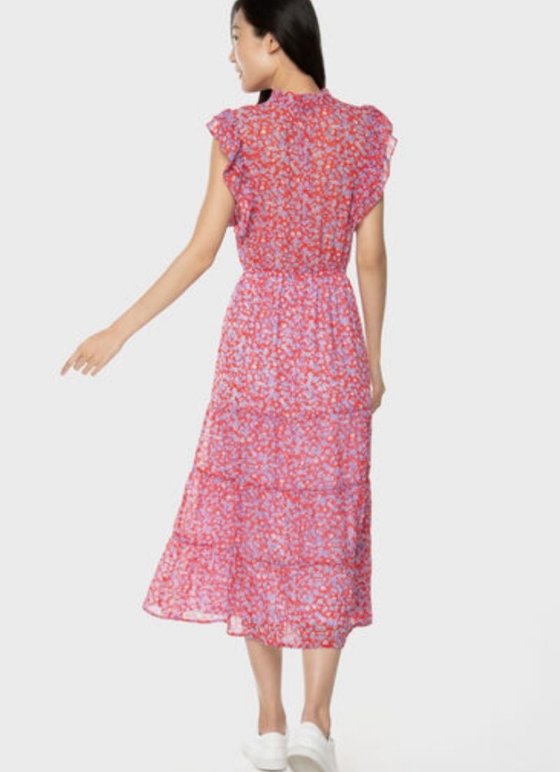 Dex - Robe longue étagée à manches volantées