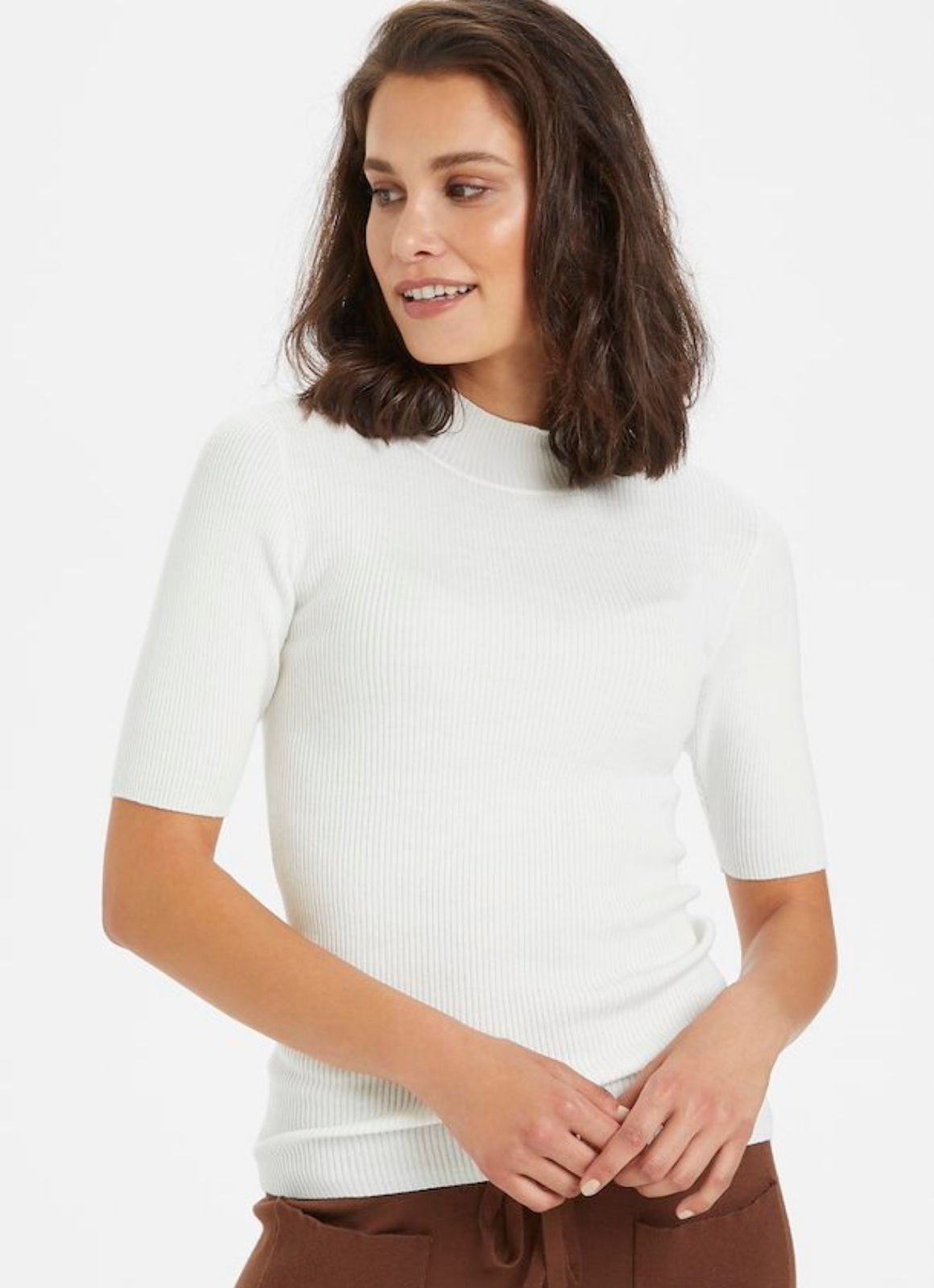 Kaffe Chalk Knitted Mock Neck Pullover