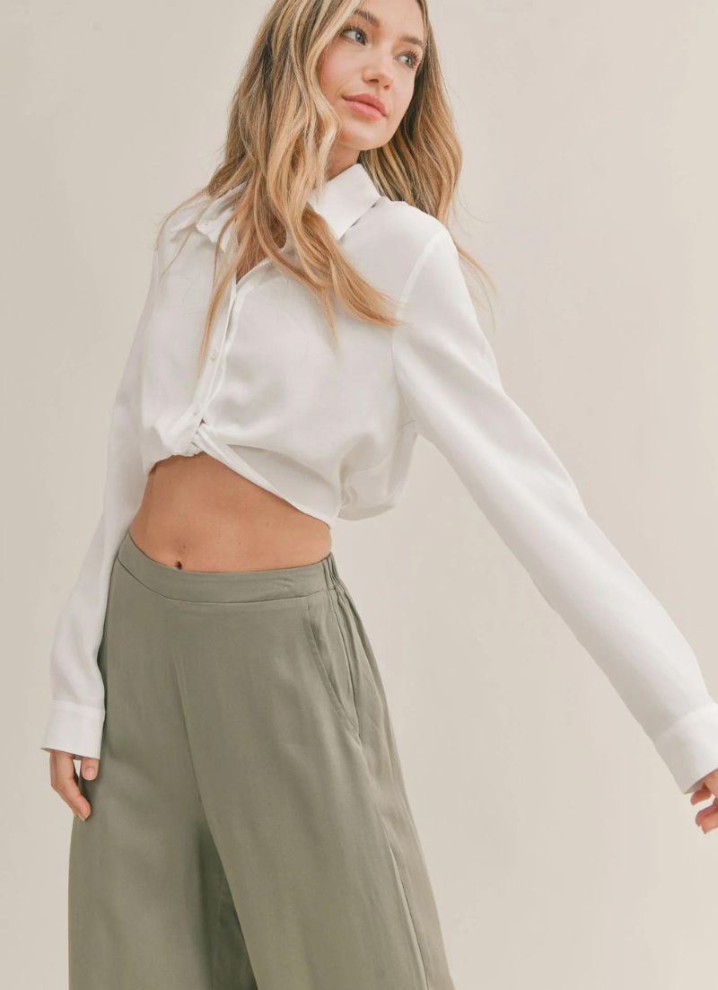 Elisha Button Down Crop Top