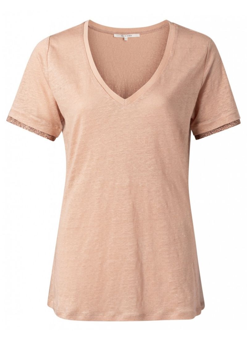 YAYA - Linen V Neck Tee