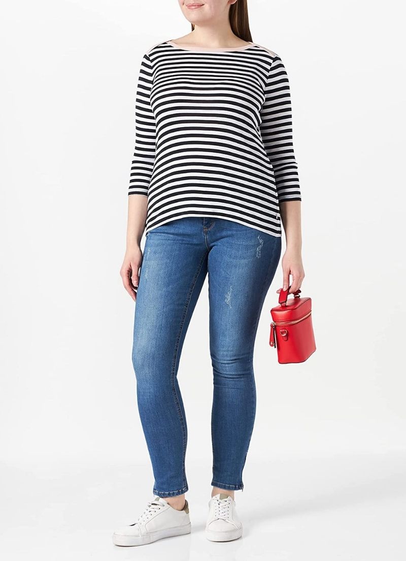 Boat Neck Striped Tee