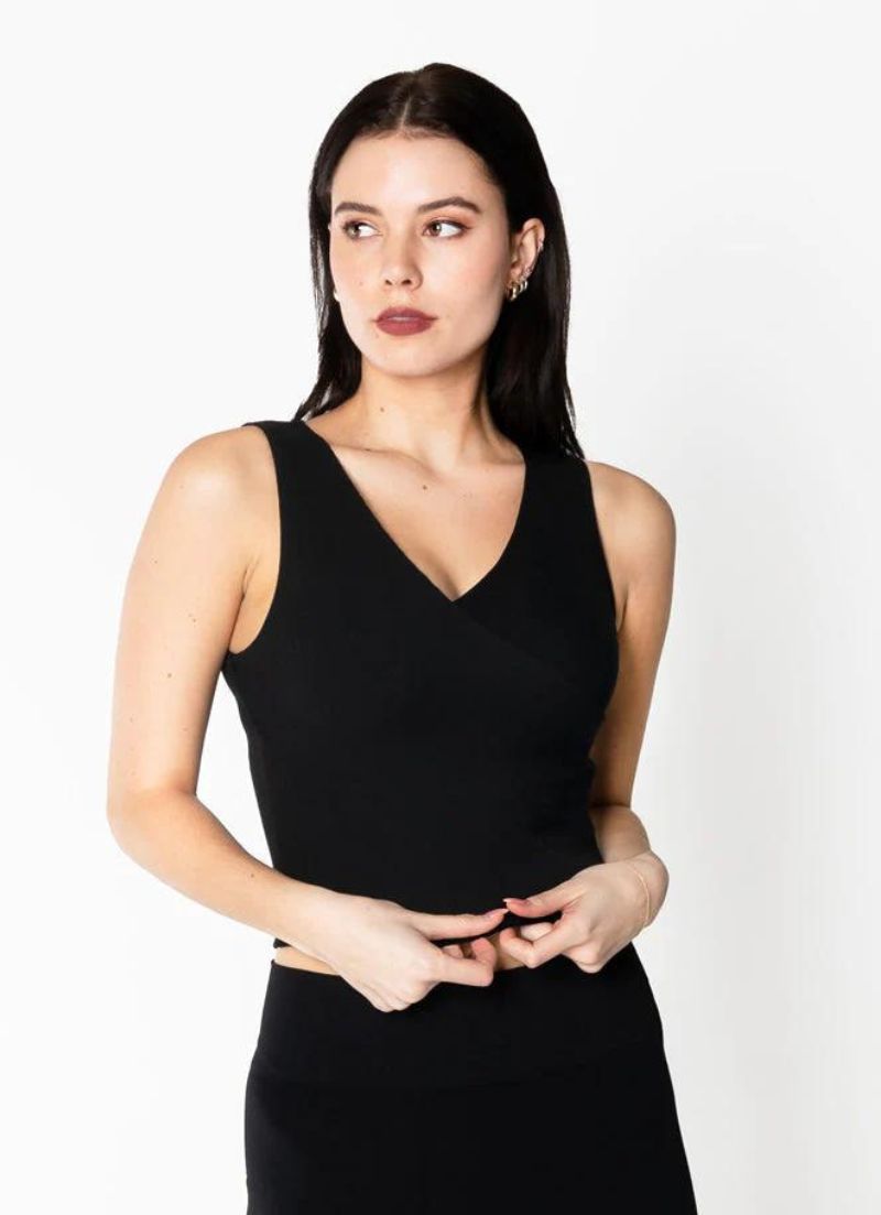Bamboo Ribbed Seamless Wrap Top