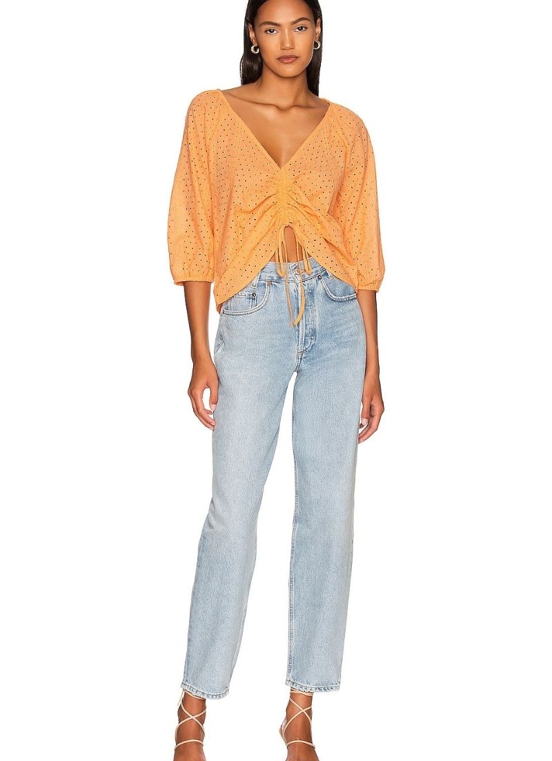 Eyelet Drawstring Blouse