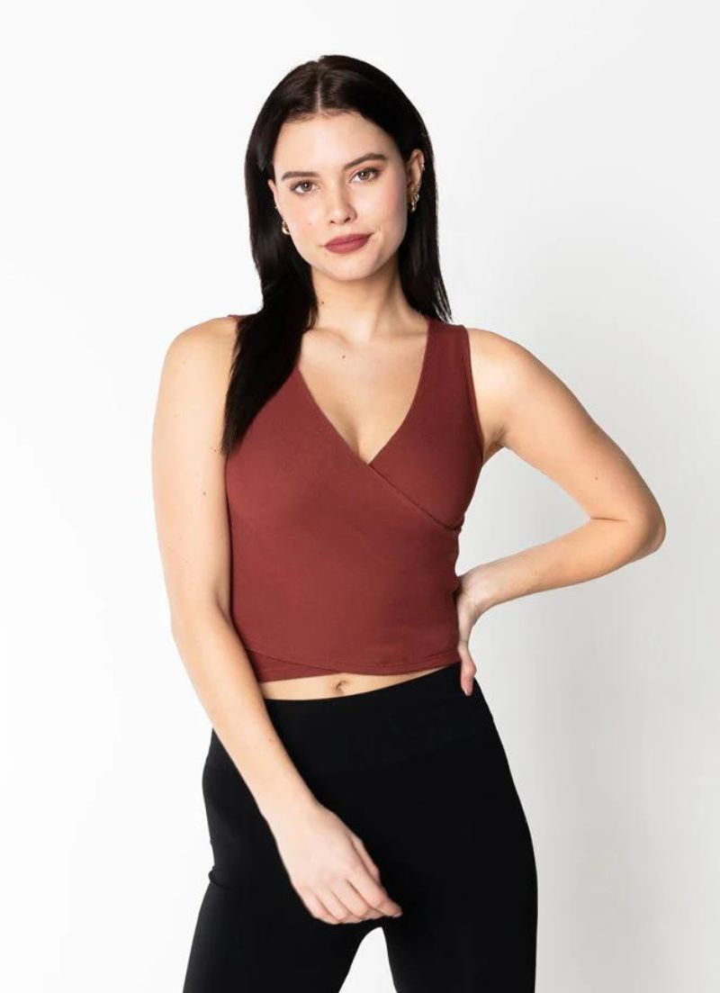 Bamboo Ribbed Seamless Wrap Top