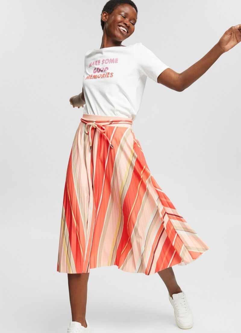 Colour Block Pleated Skirt