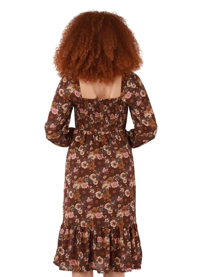 Clarabelle - Robe midi smockée à bordure en dentelle