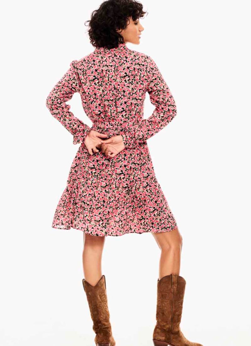 Long Sleeves Ruffle Collar Dress
