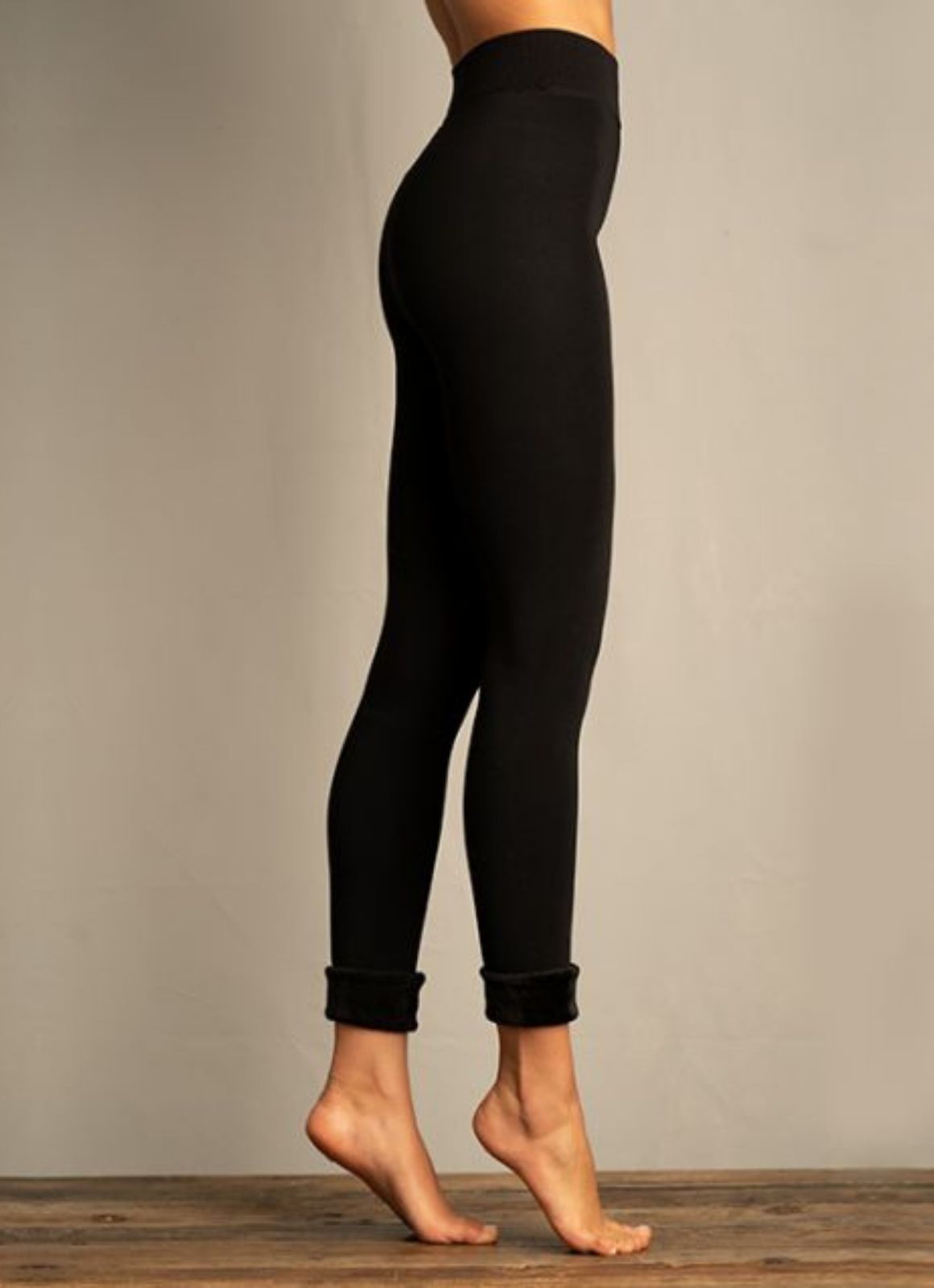 Lemon Fur Cuff Legging Black