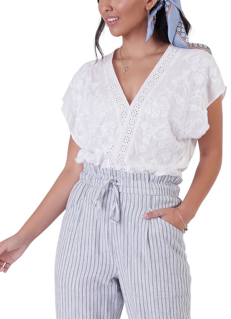 Embroidered Eyelet Bodysuit
