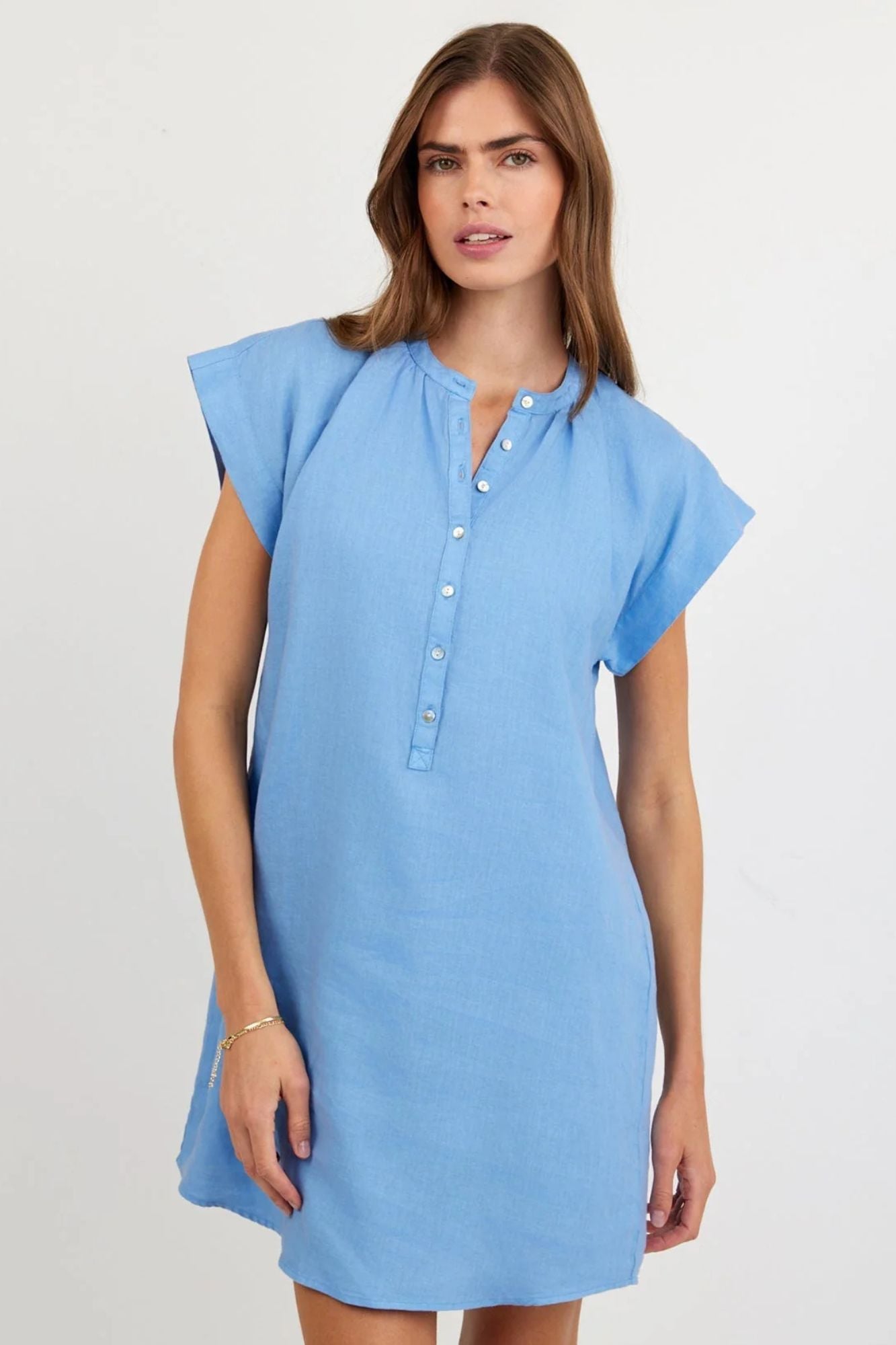 Cap Sleeve Henley Dress