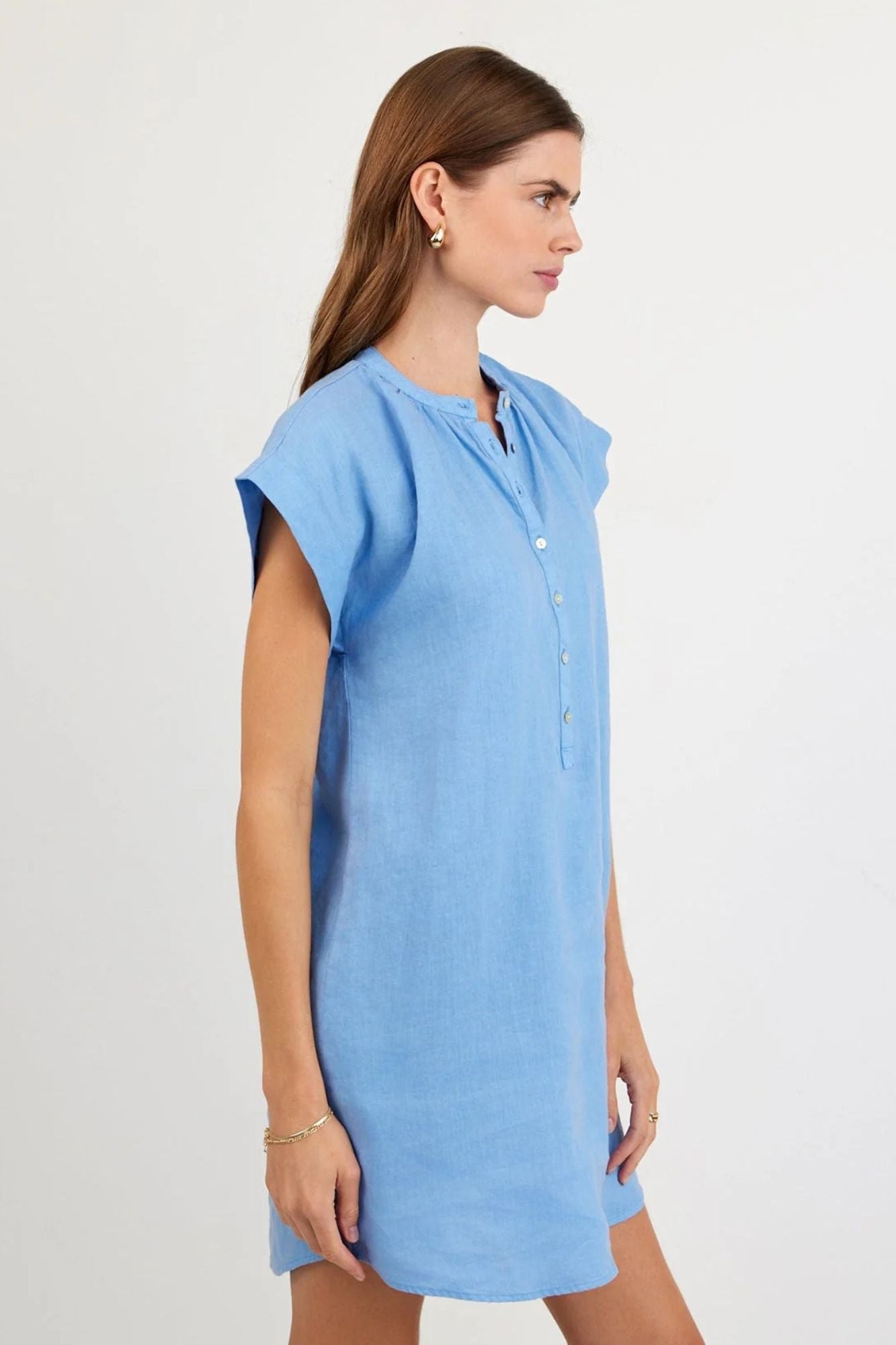 Cap Sleeve Henley Dress