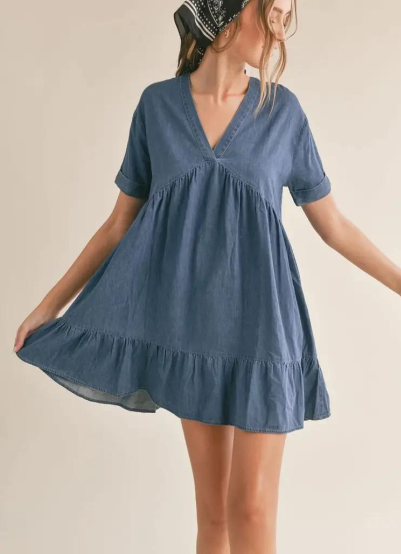 Conversations Chambray Babydoll Dress - Indigo Bay