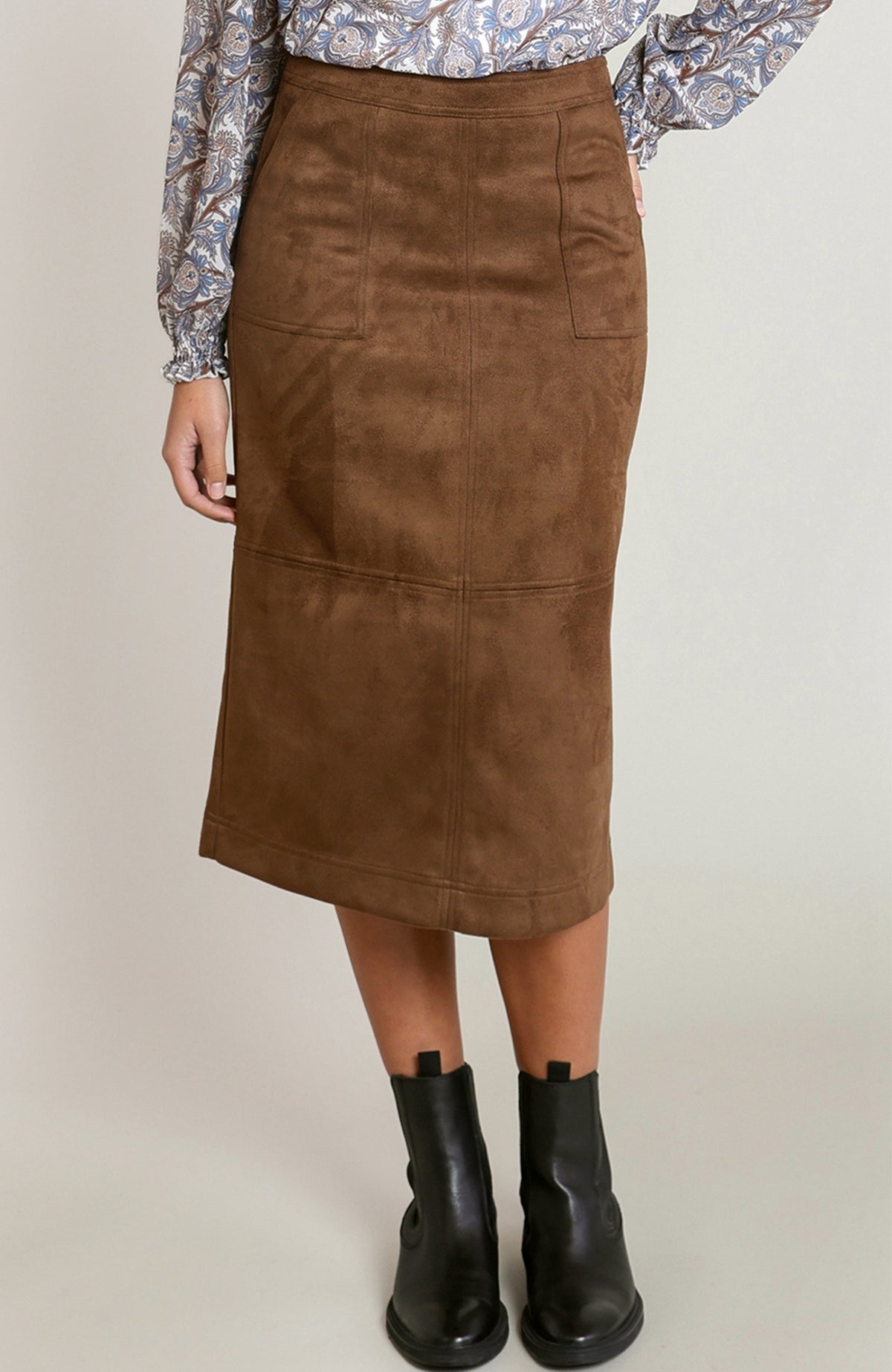 Suede Midi Skirt