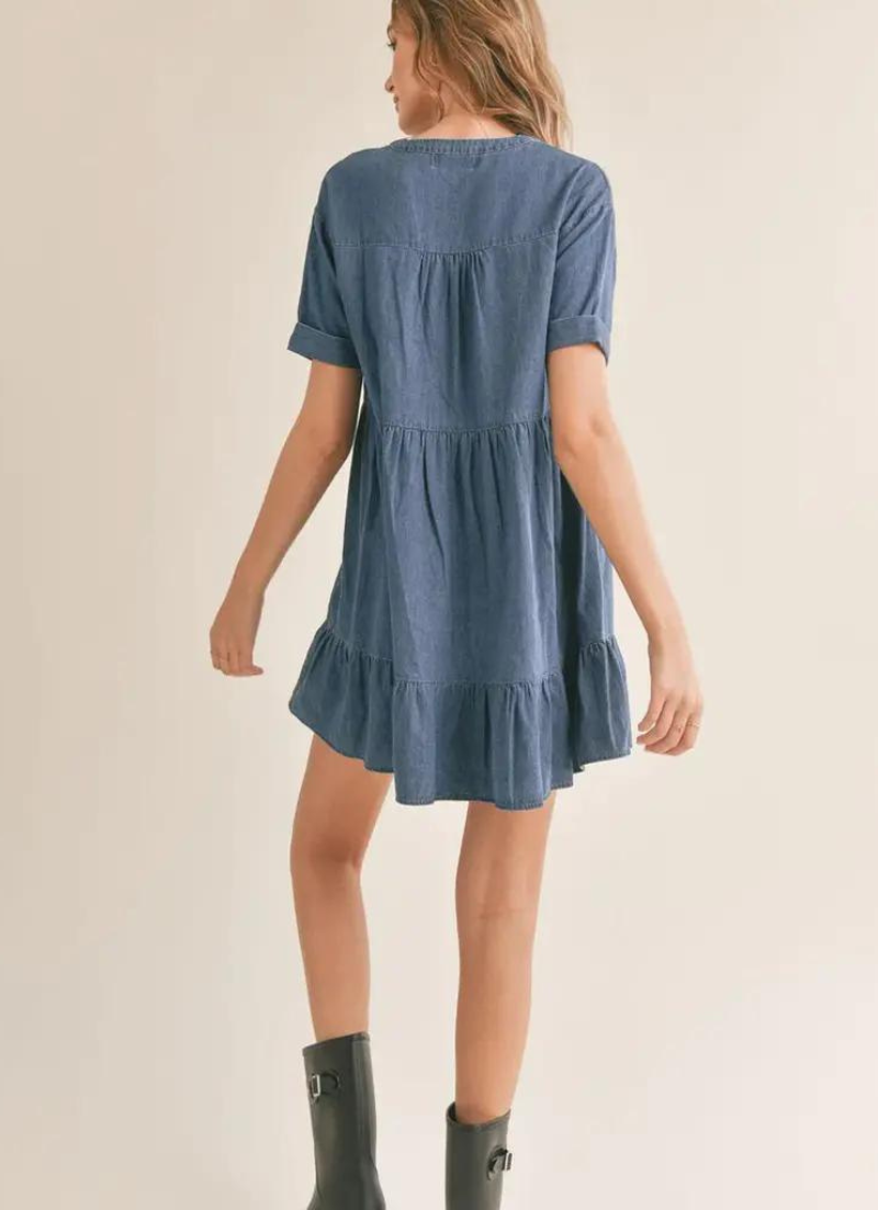 Conversations Chambray Babydoll Dress - Indigo Bay