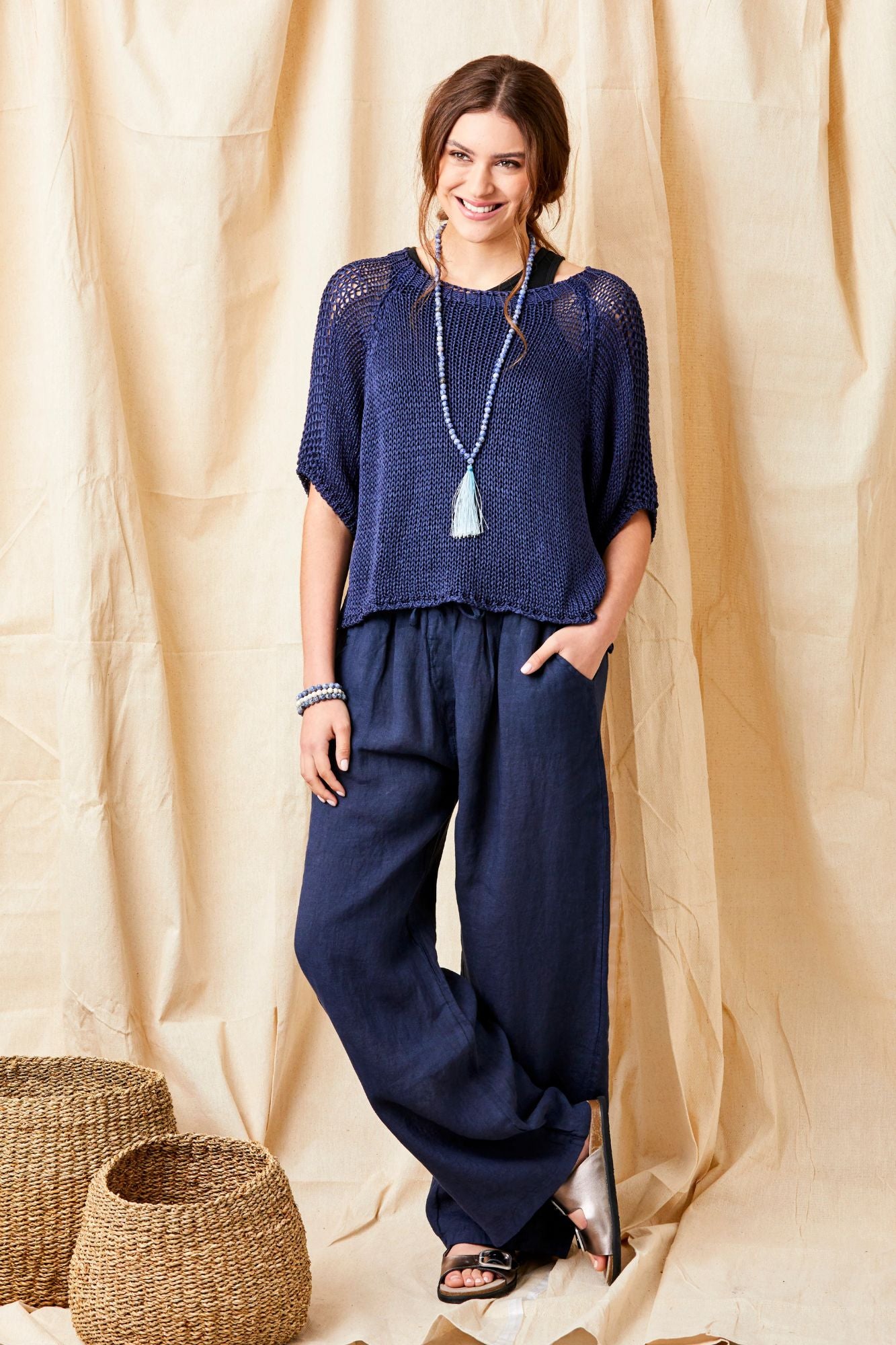 Lauren Drawstring Linen Palazzos