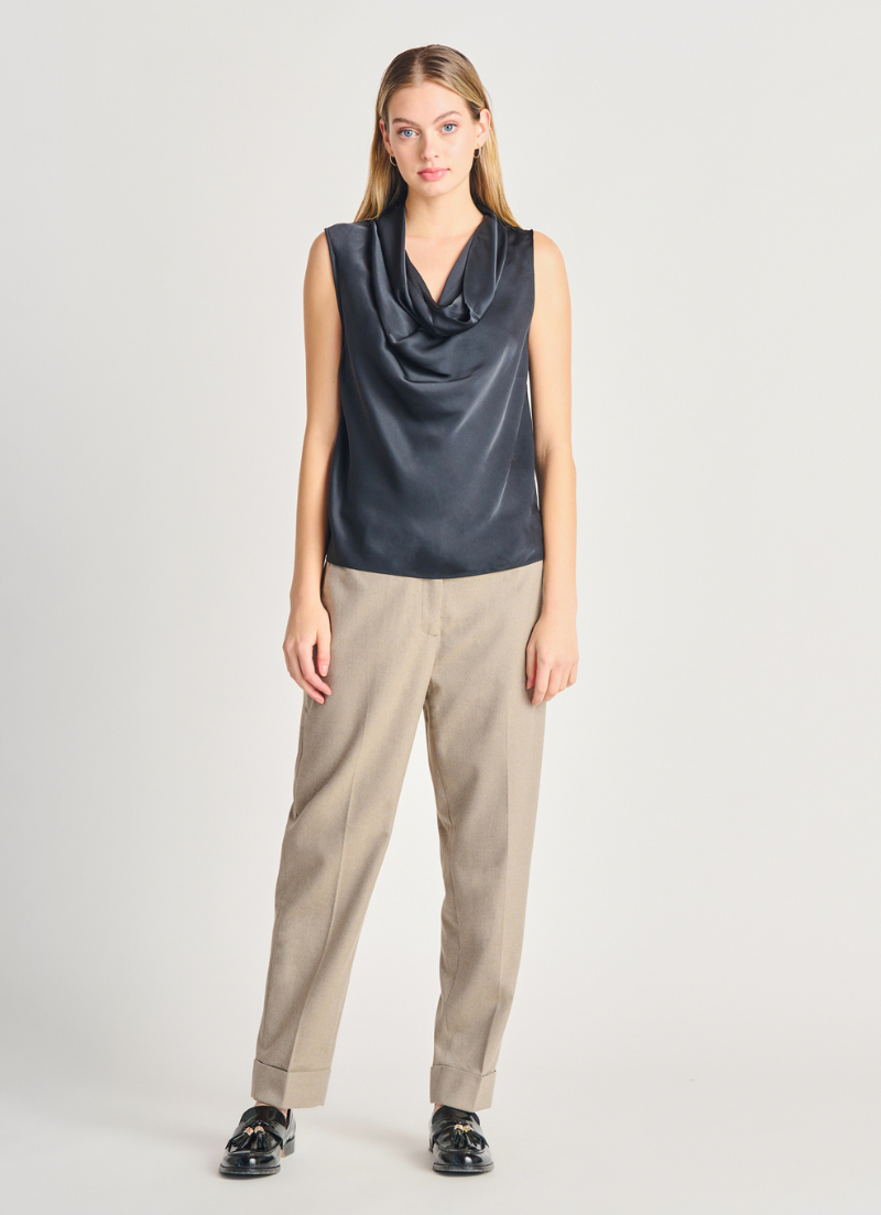 Satin Cowl Neck Top