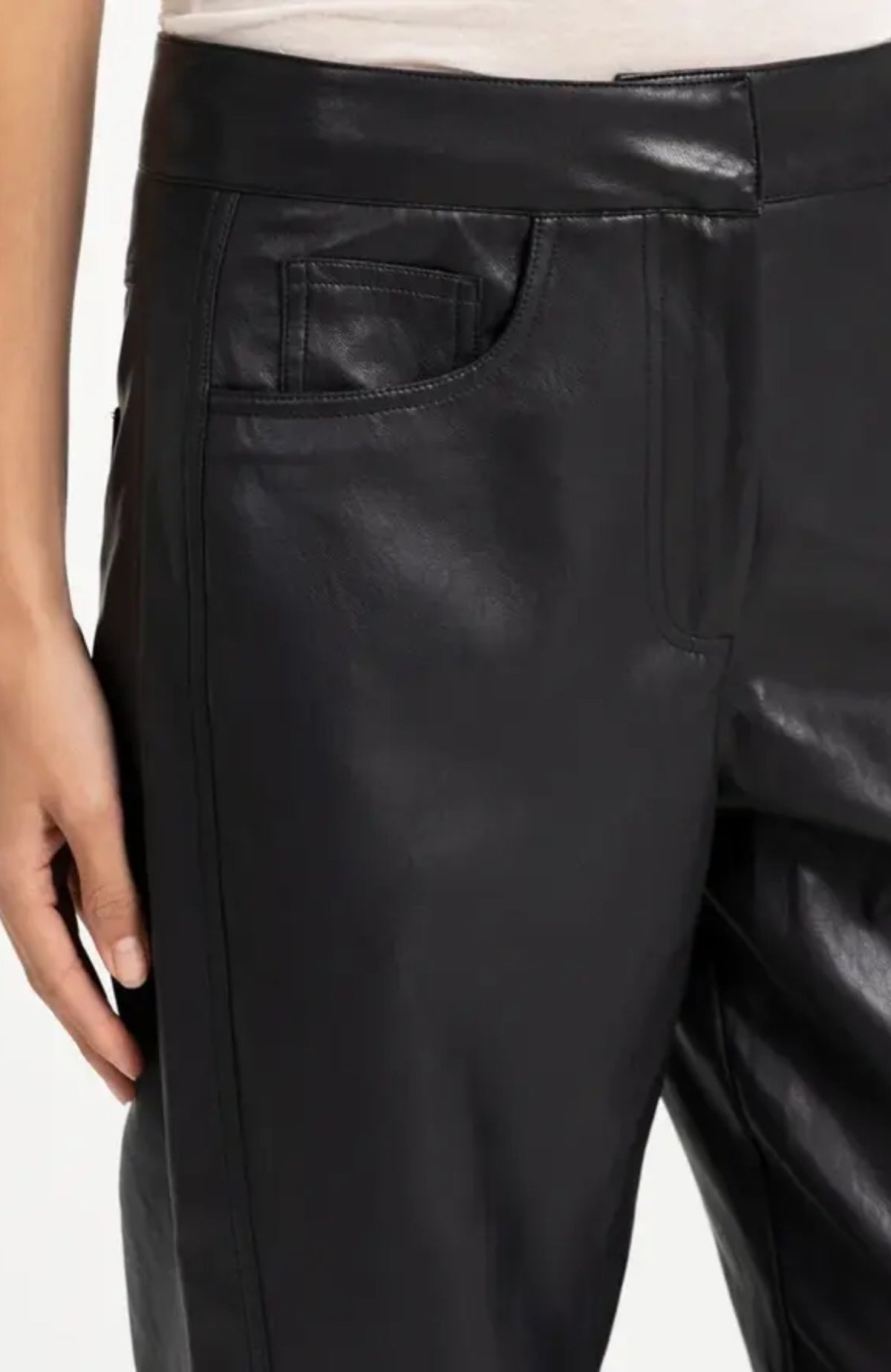Faux Leather Carrot Fit Trousers