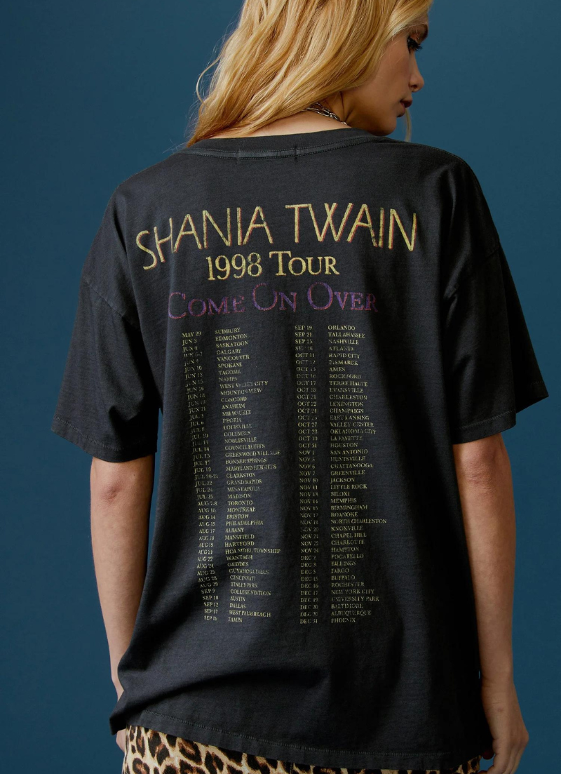 Shania Twain Come On sur le t-shirt Tour Merch 1988