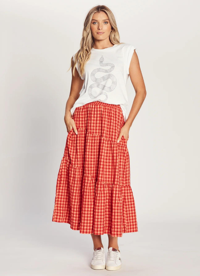 Gingham Asymmetrical Skirt