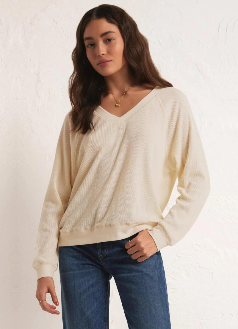 Haut gaufré à col en V Arlo