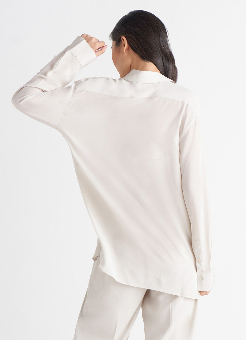 Hidden Placket Button Front Blouse