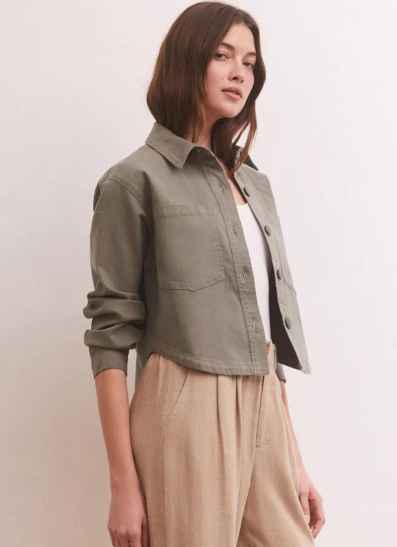 All Day Cropped Twill Jacket