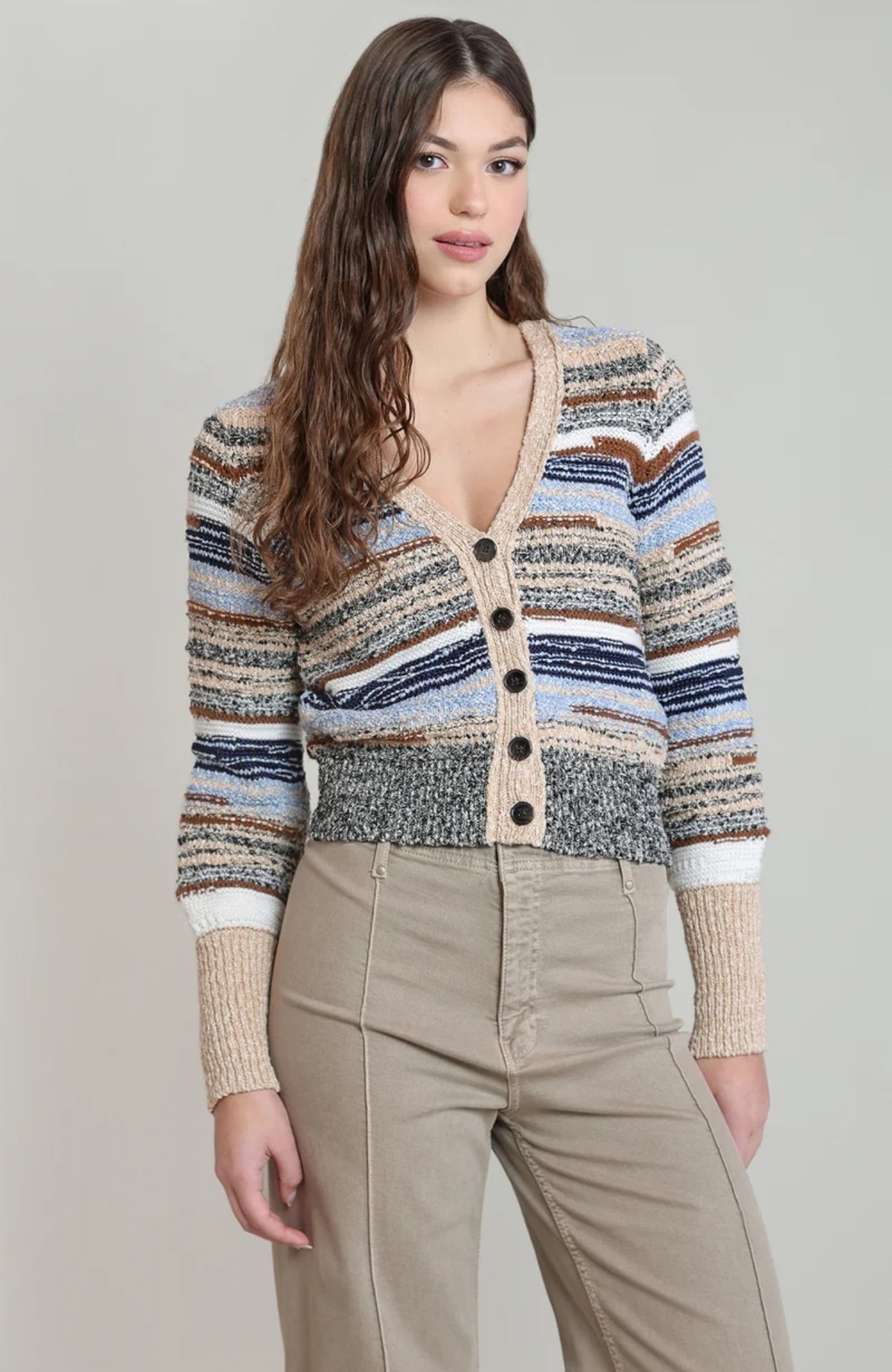 Melange Striped Cardigan