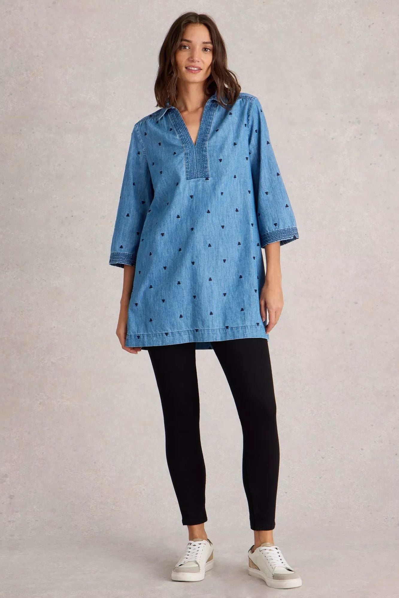 Blaire Denim Embroidered Tunic