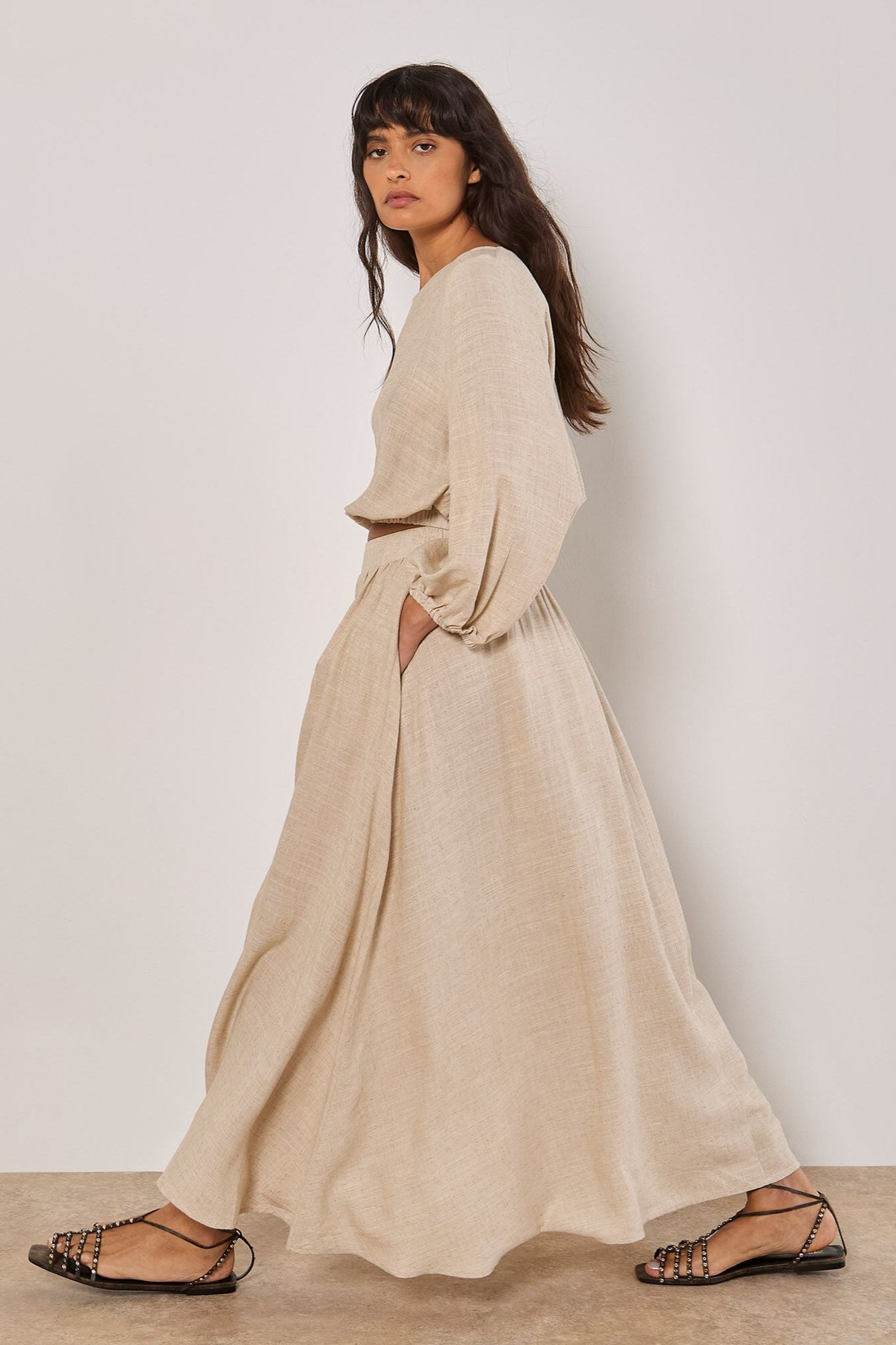 Gathered A-Line Midmaxi Skirt