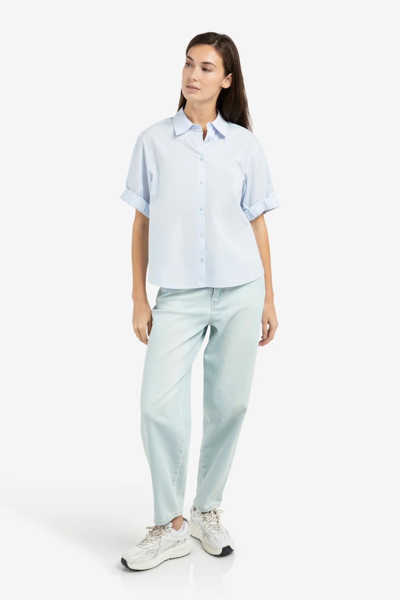 Short Roll Up Sleeve Blouse