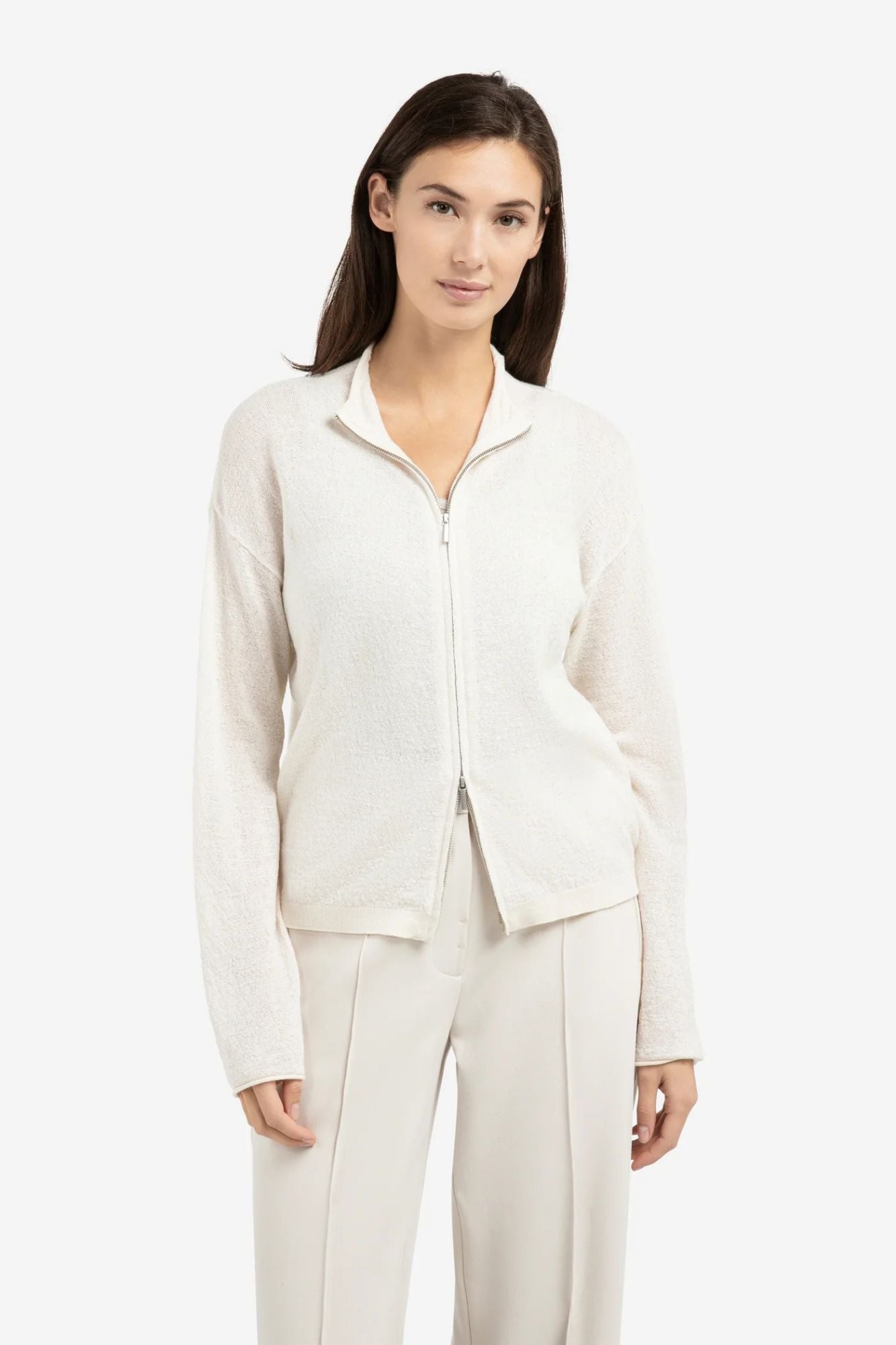 Textured Cardigan High Neck