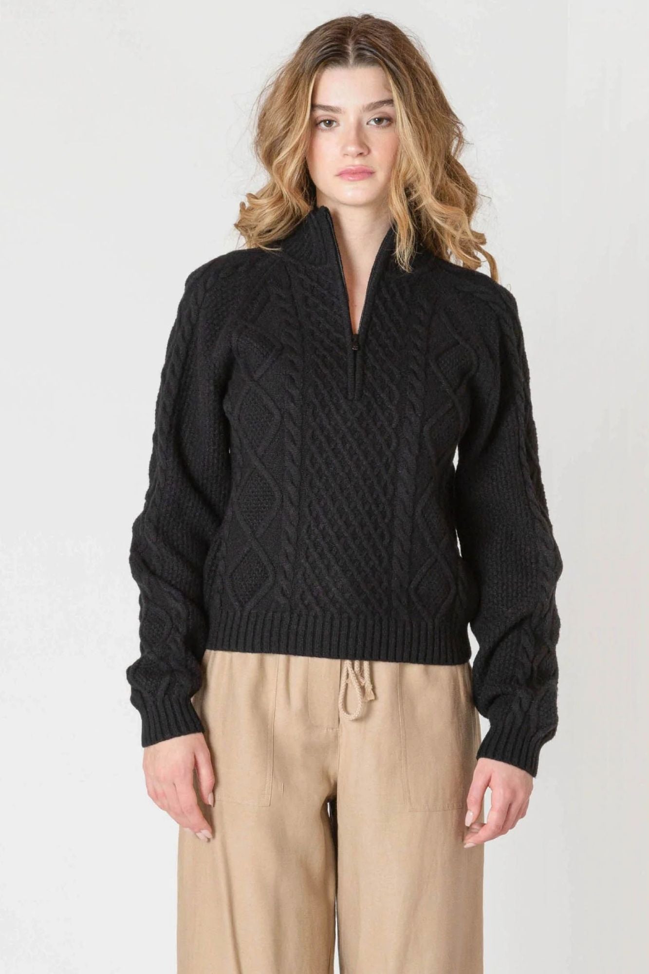 Half Zip Cable Sweater