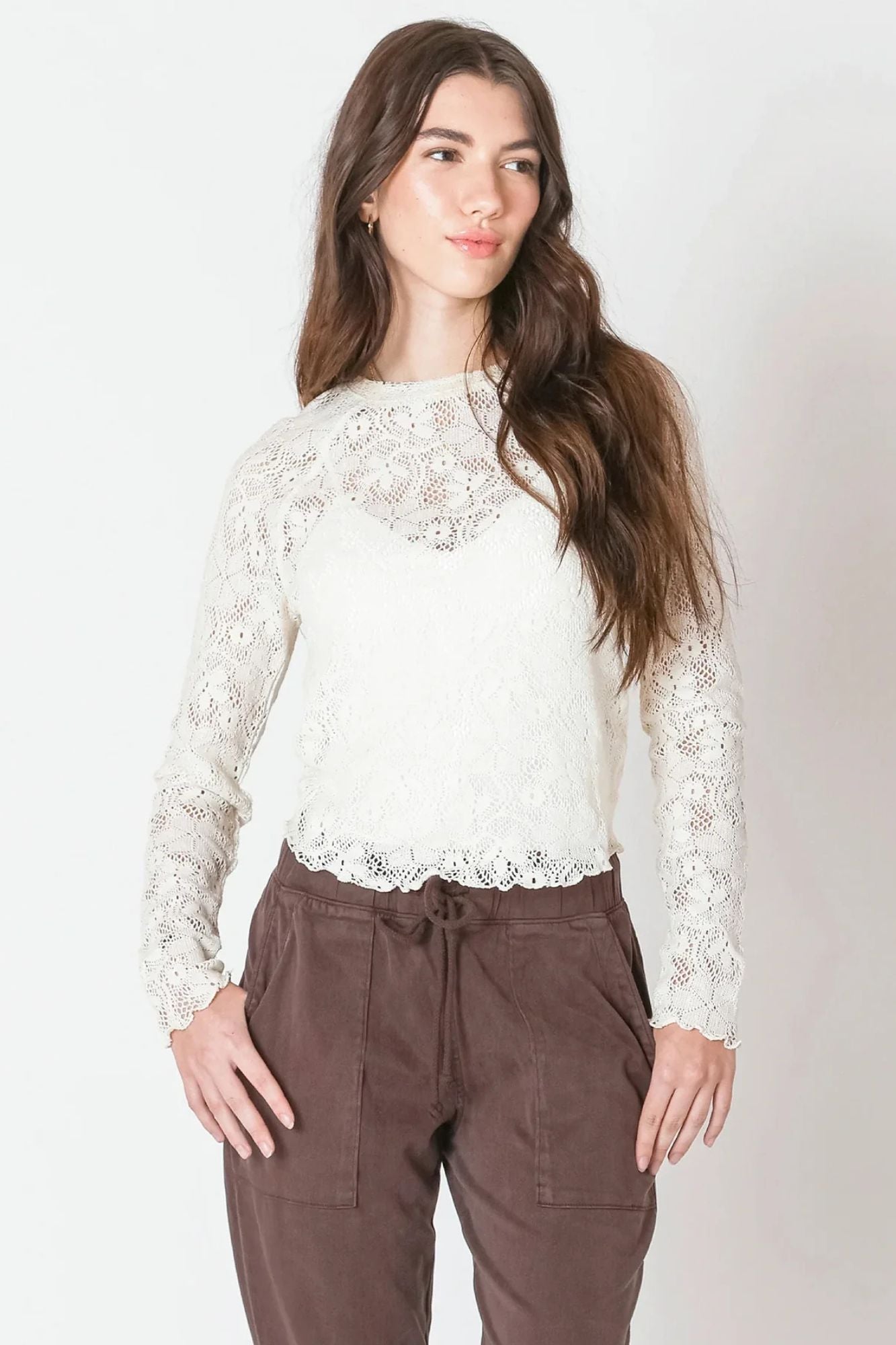 Exposed Seam Lace Top