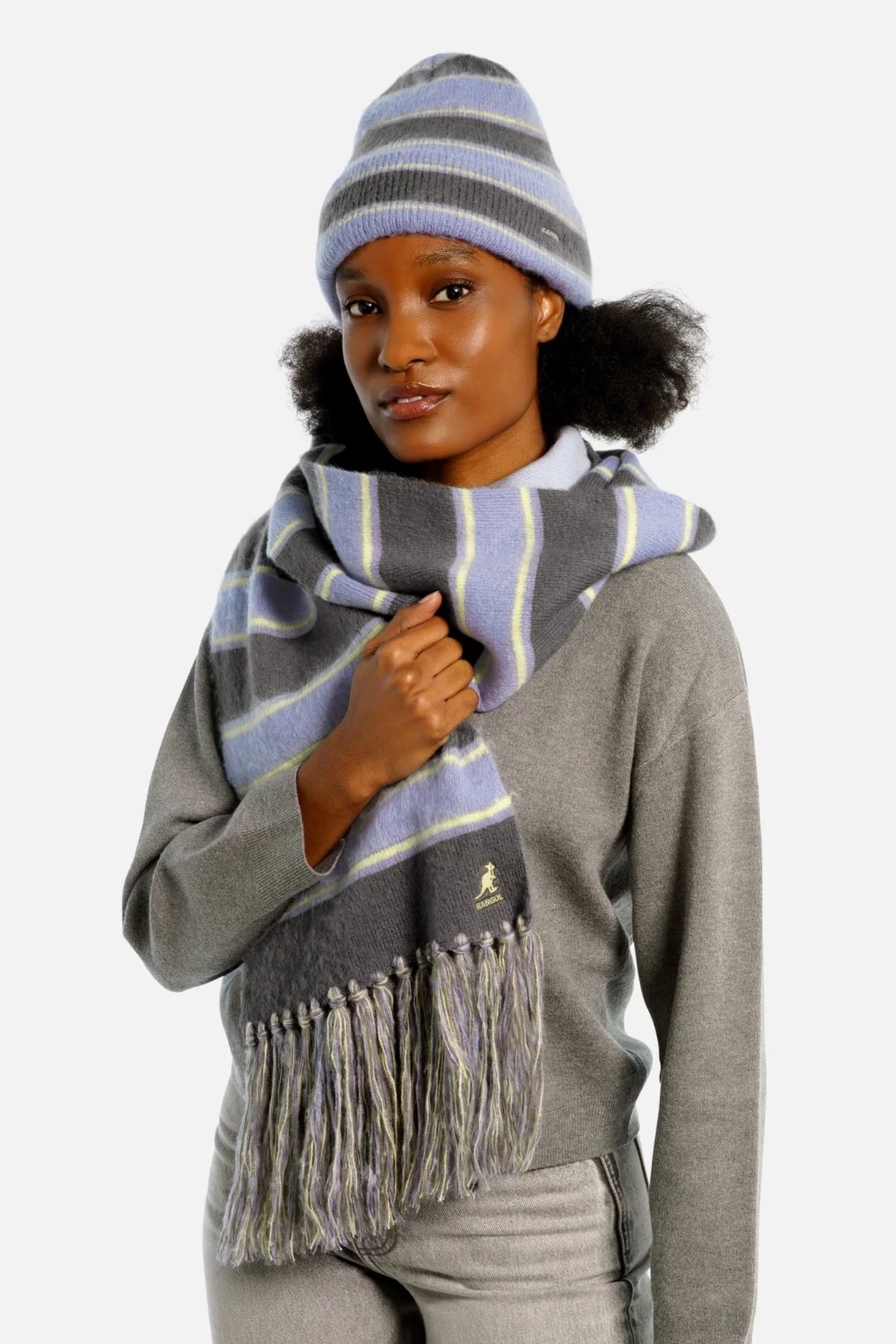 Fuzzy Stripe Beanie